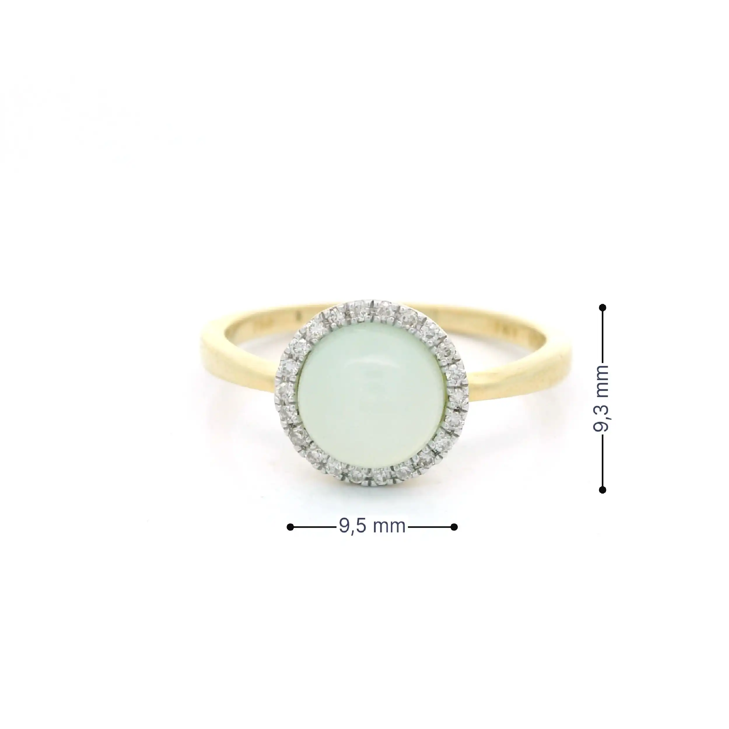 Ring Gelbgold mit Chalcedon Cabochon und Brillanten