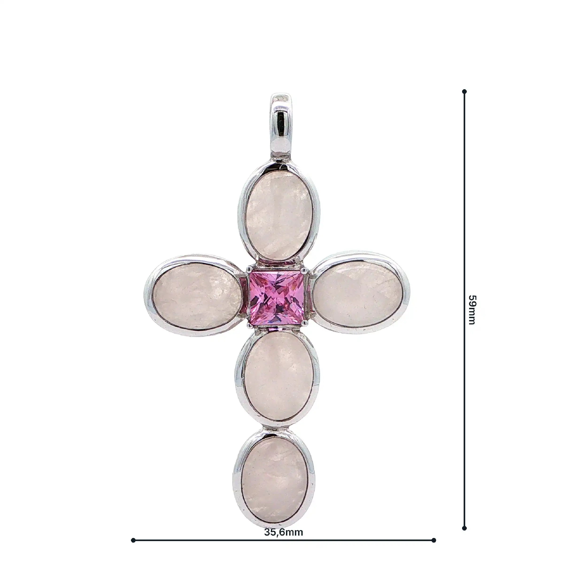 Anhänger Silber Kreuz mit rosa Farbsteinen