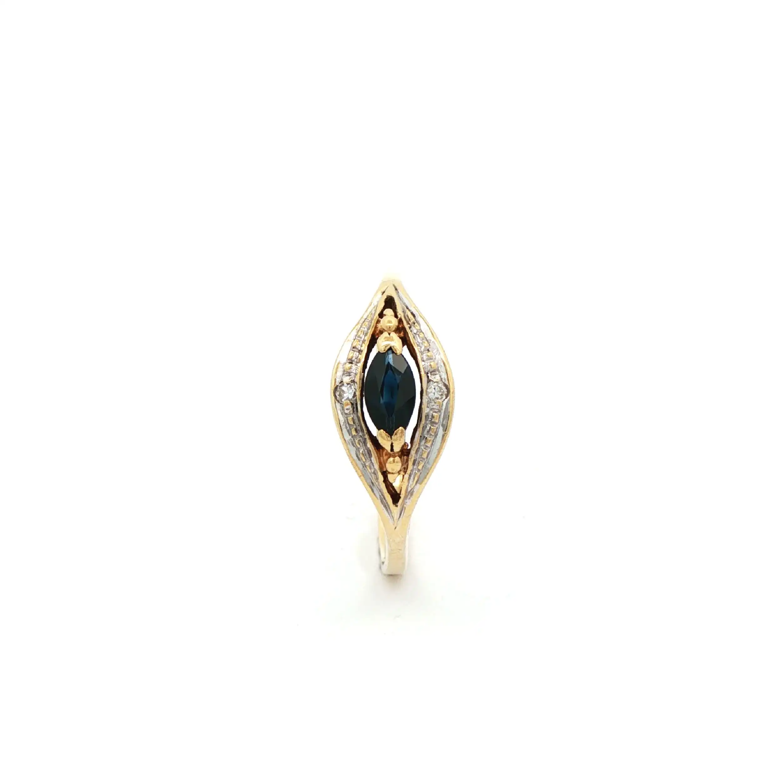Ring Gelbgold mit blauen Farbstein und Diamanten