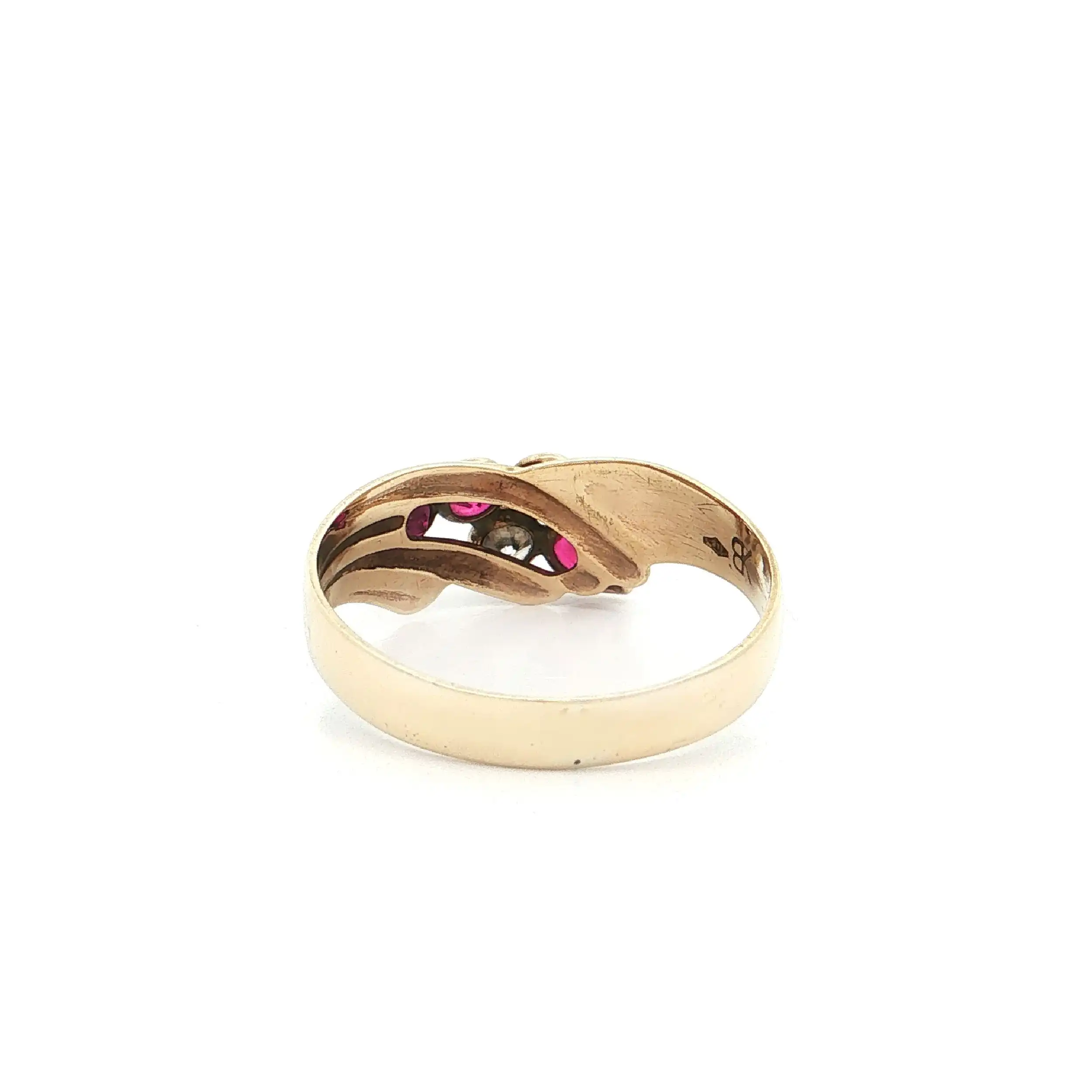Ring Gelbgold mit roten und weißen Zirkonia