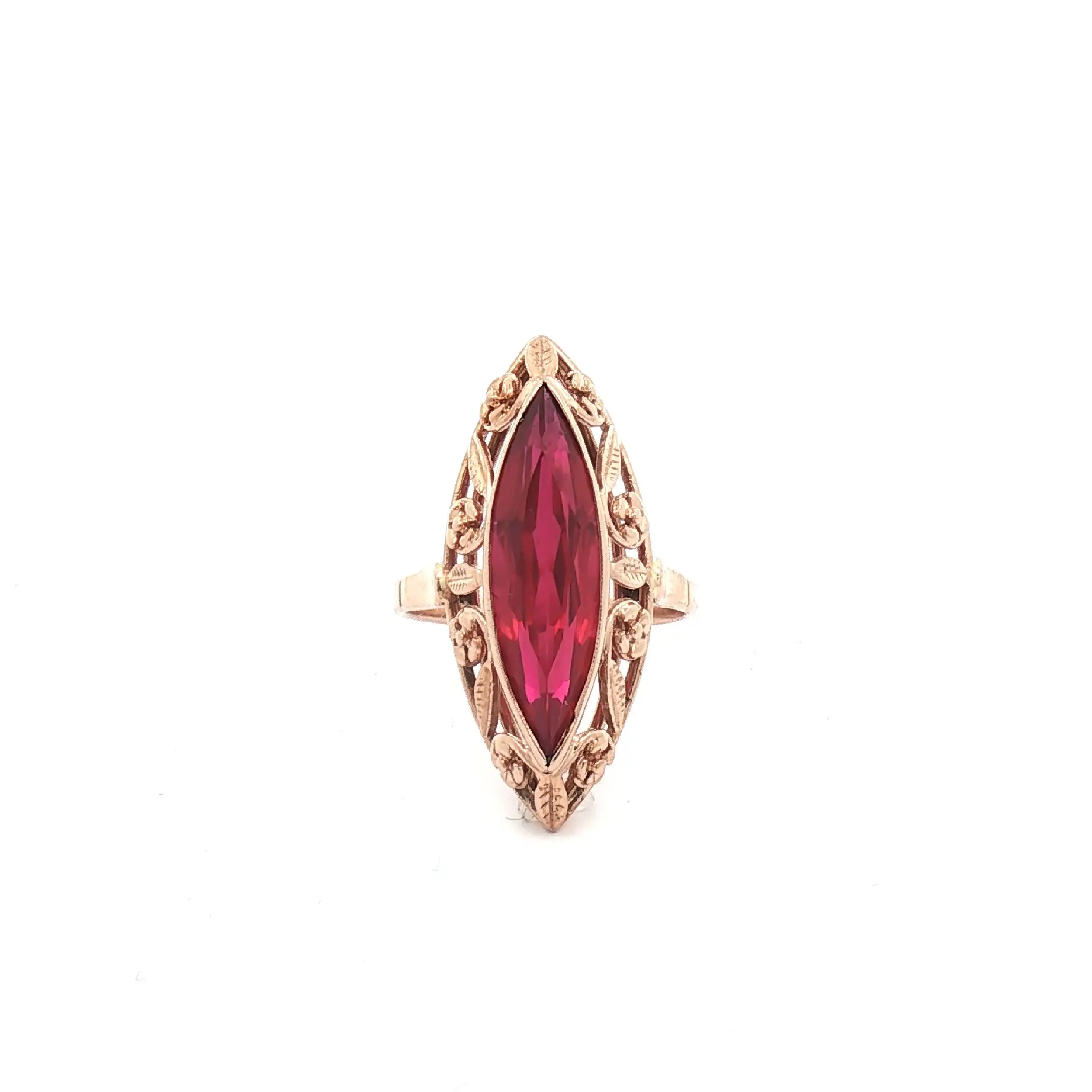 Ring Rotgold mit rotem Farbstein