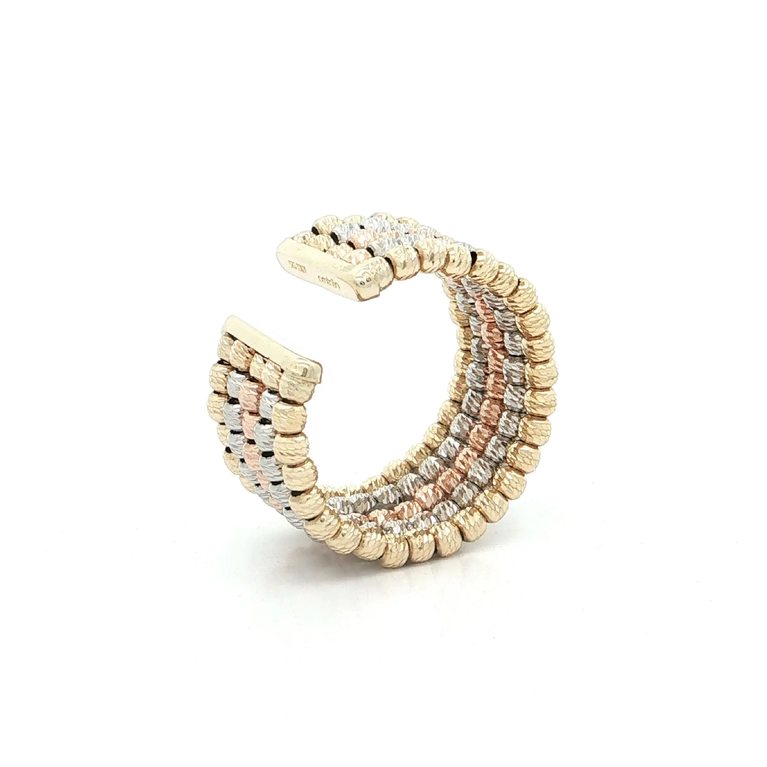 Ring Tricolor mit Kügelchen diamantiert Ring Tricolor mit Kügelchen diamantiert