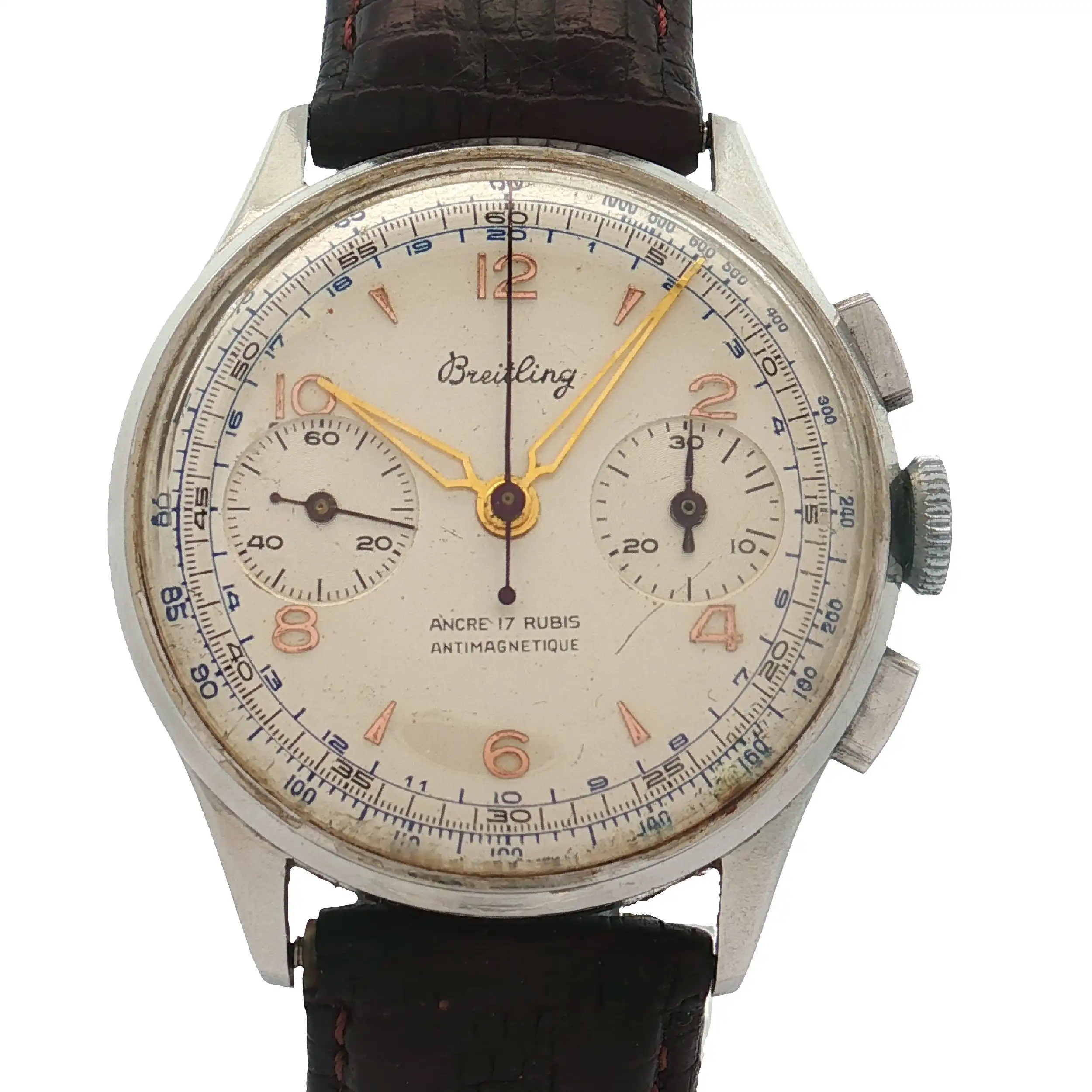 Herrenuhr Breitling Ancre 17 Chronograph m. Lederband Handaufzug Herrenuhr Breitling Ancre 17 Chronograph m. Lederband Handaufzug