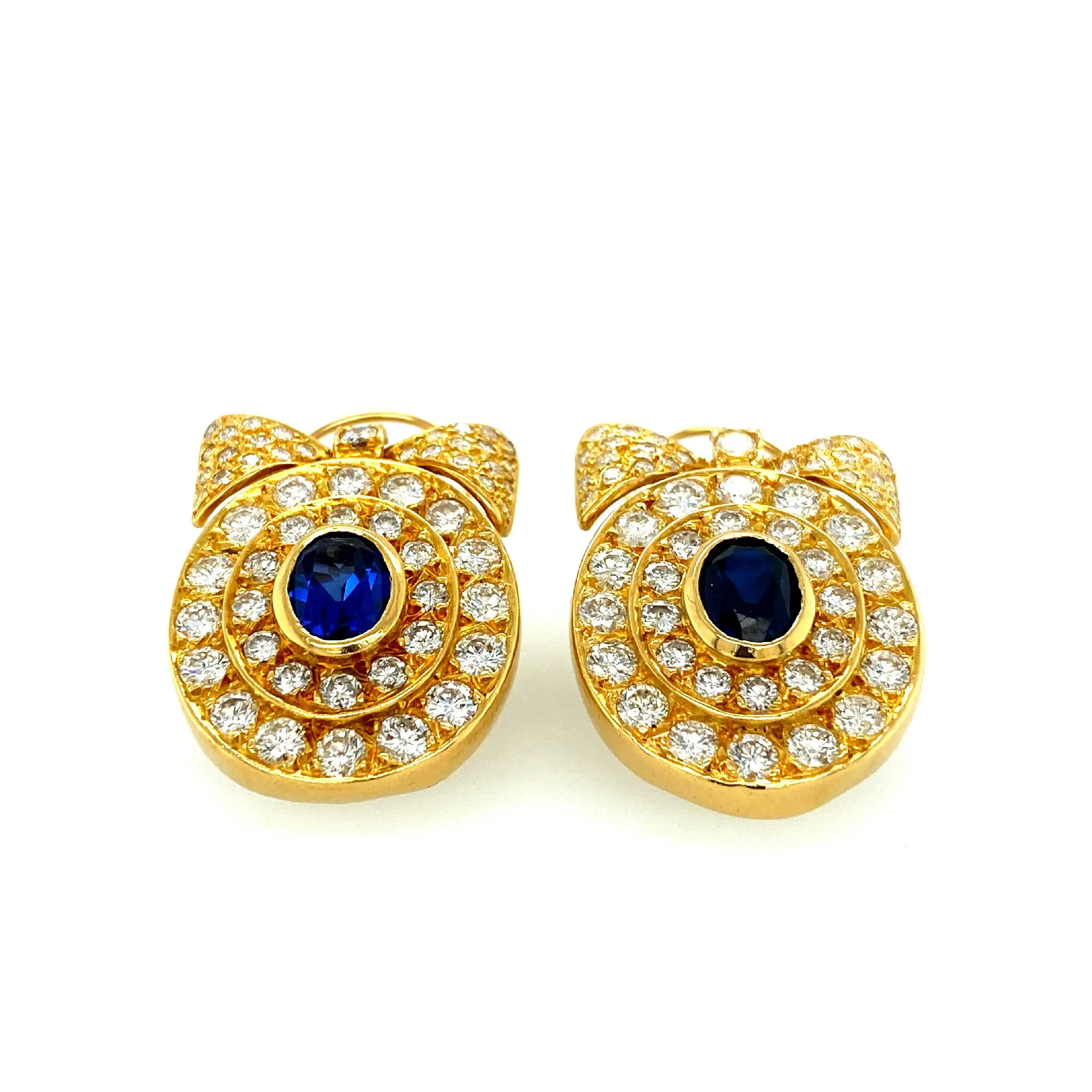 Ohrclips Gelbgold mit Saphir und Brillanten Ohrclips Gelbgold mit Saphir und Brillanten