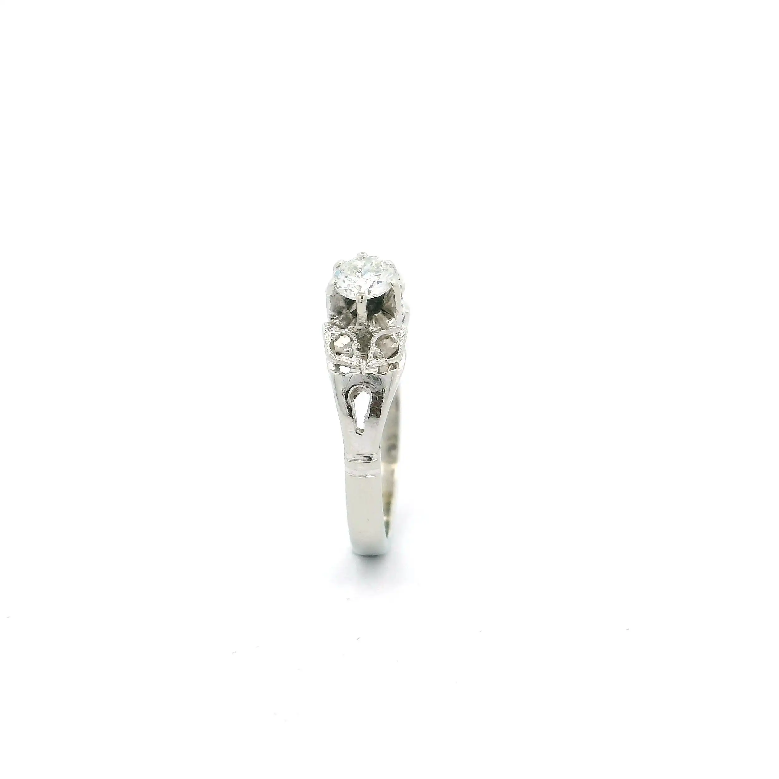 Ring Weißgold mit Brillant & Diamantrosen