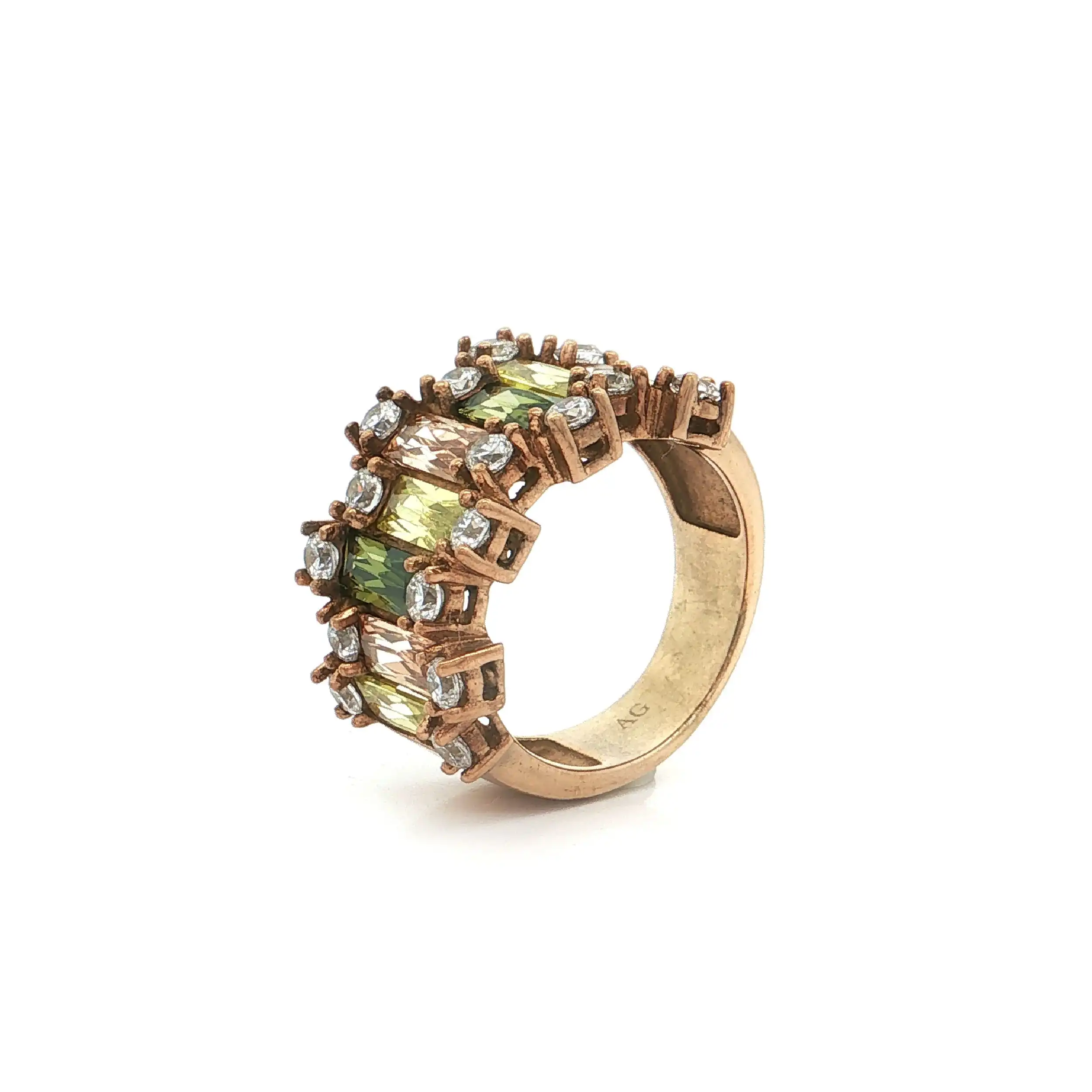 Ring Silber vergoldet mit Farbsteinen und Zirkonia Ring Silber vergoldet mit Farbsteinen und Zirkonia