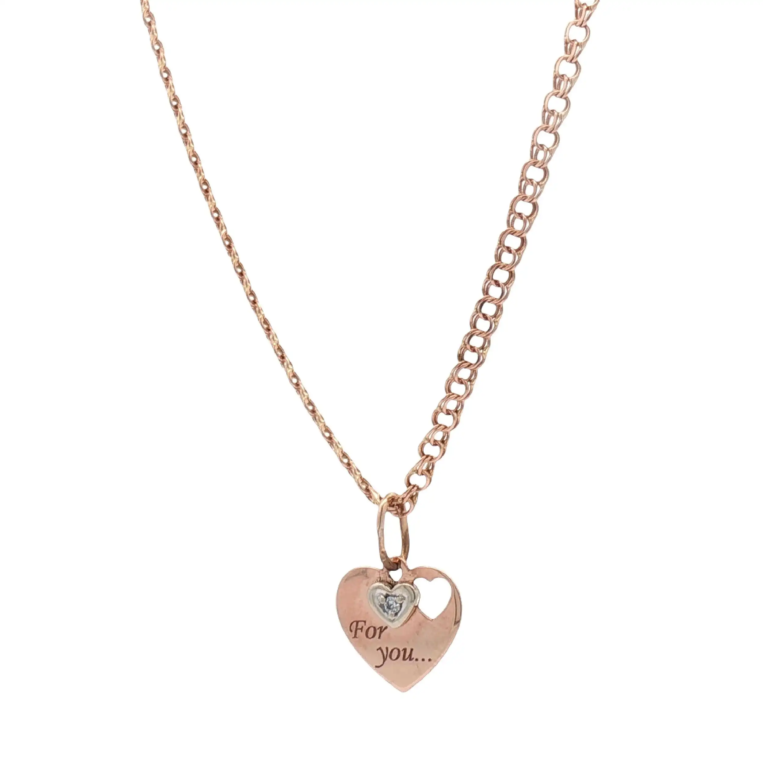 Kette Rotgold mit Herzanhänger und Zirkonia
