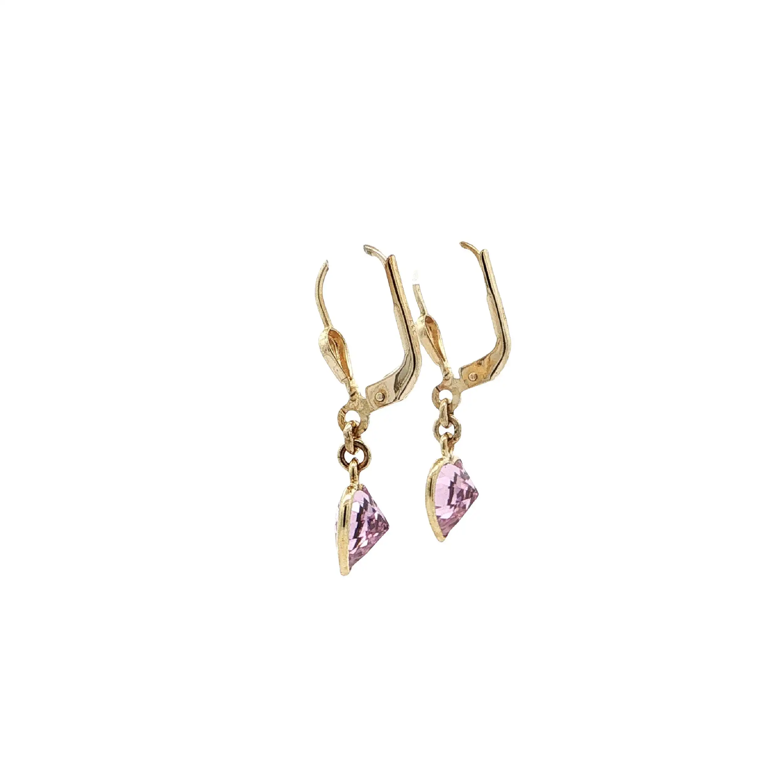 Ohrhänger Gelbgold "Herz" mit rosa Farbstein
