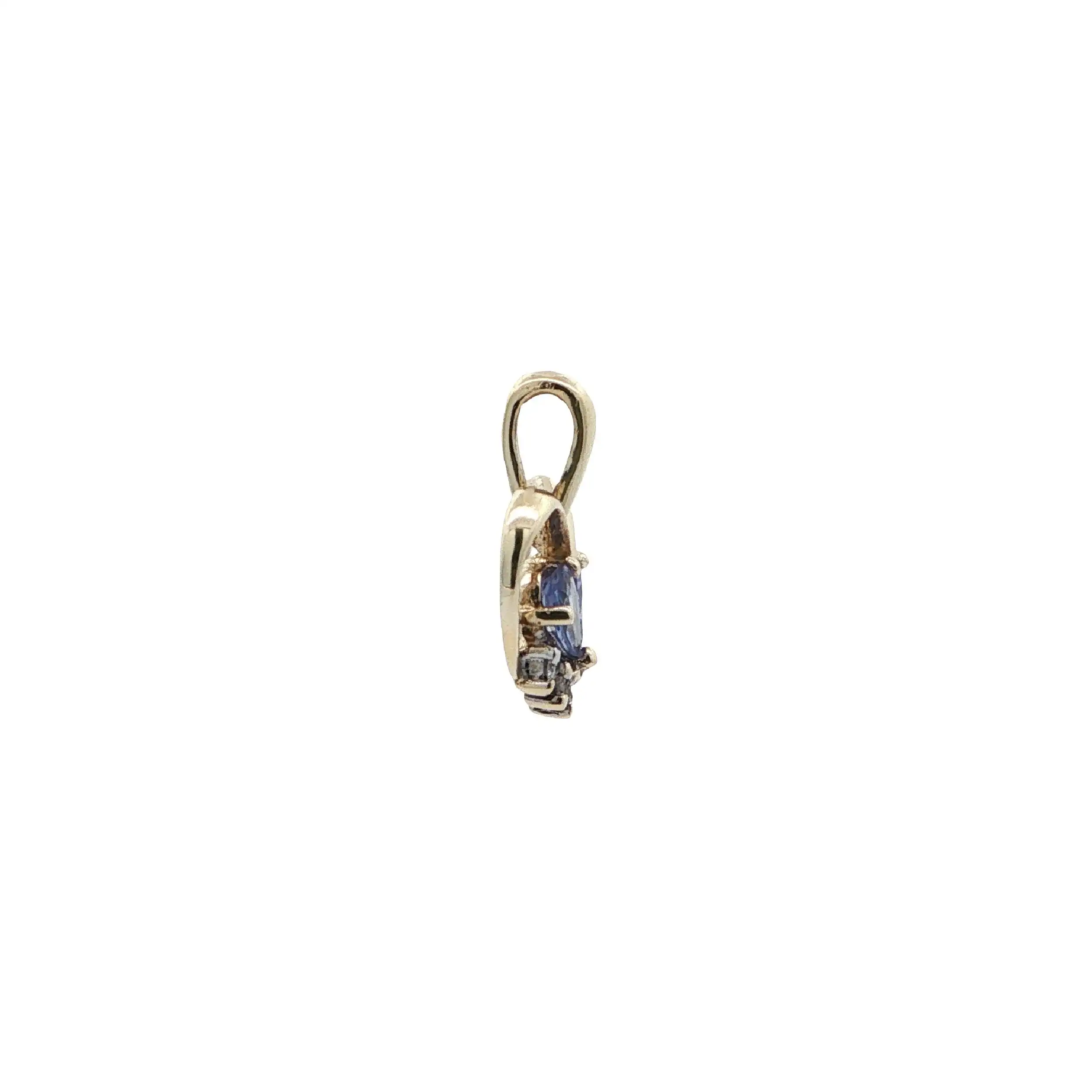 Anhänger Gelbgold Herz mit lila-blauen Farbsteinen & Zirkonia