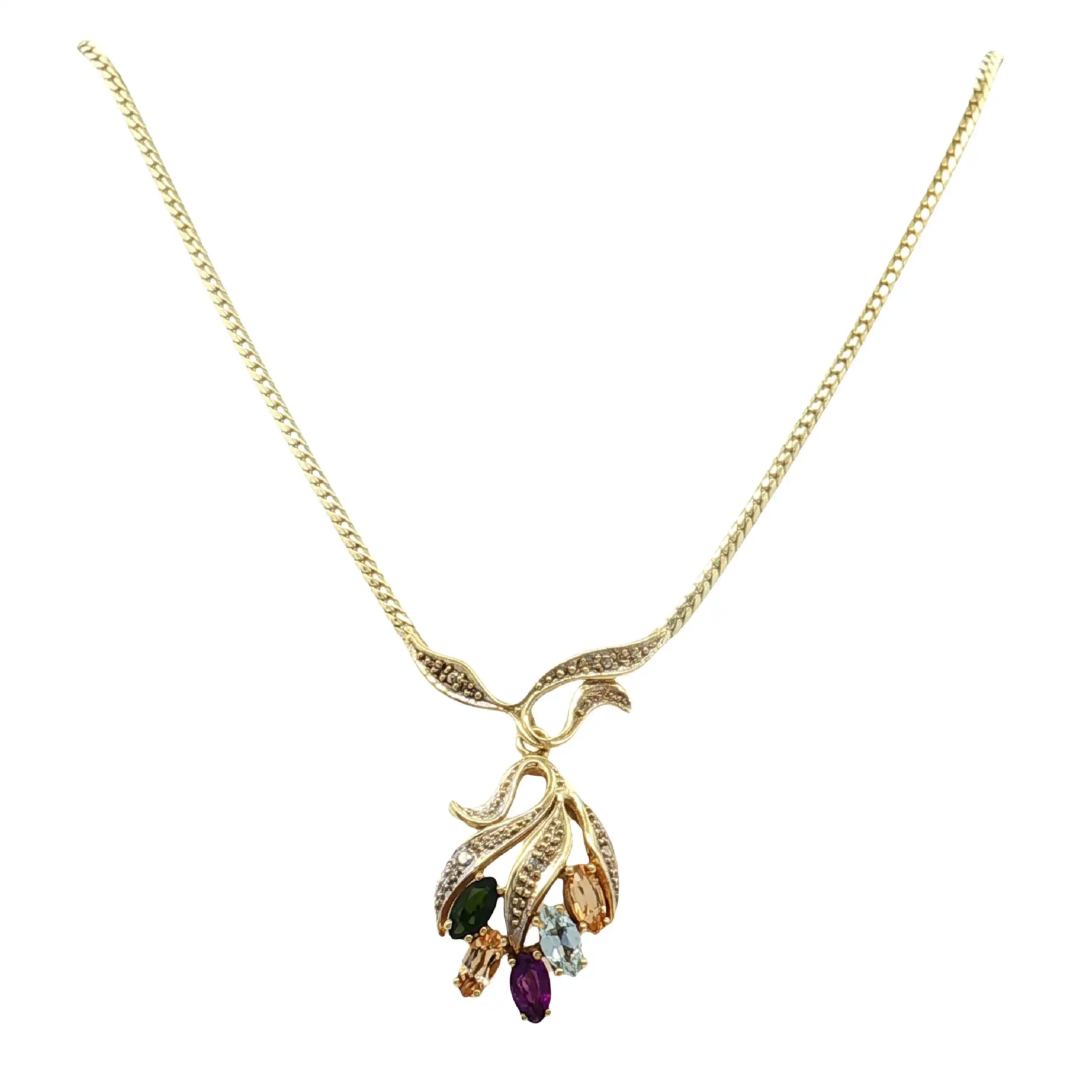 Collier Gelbgold mit bunten Farbsteinen