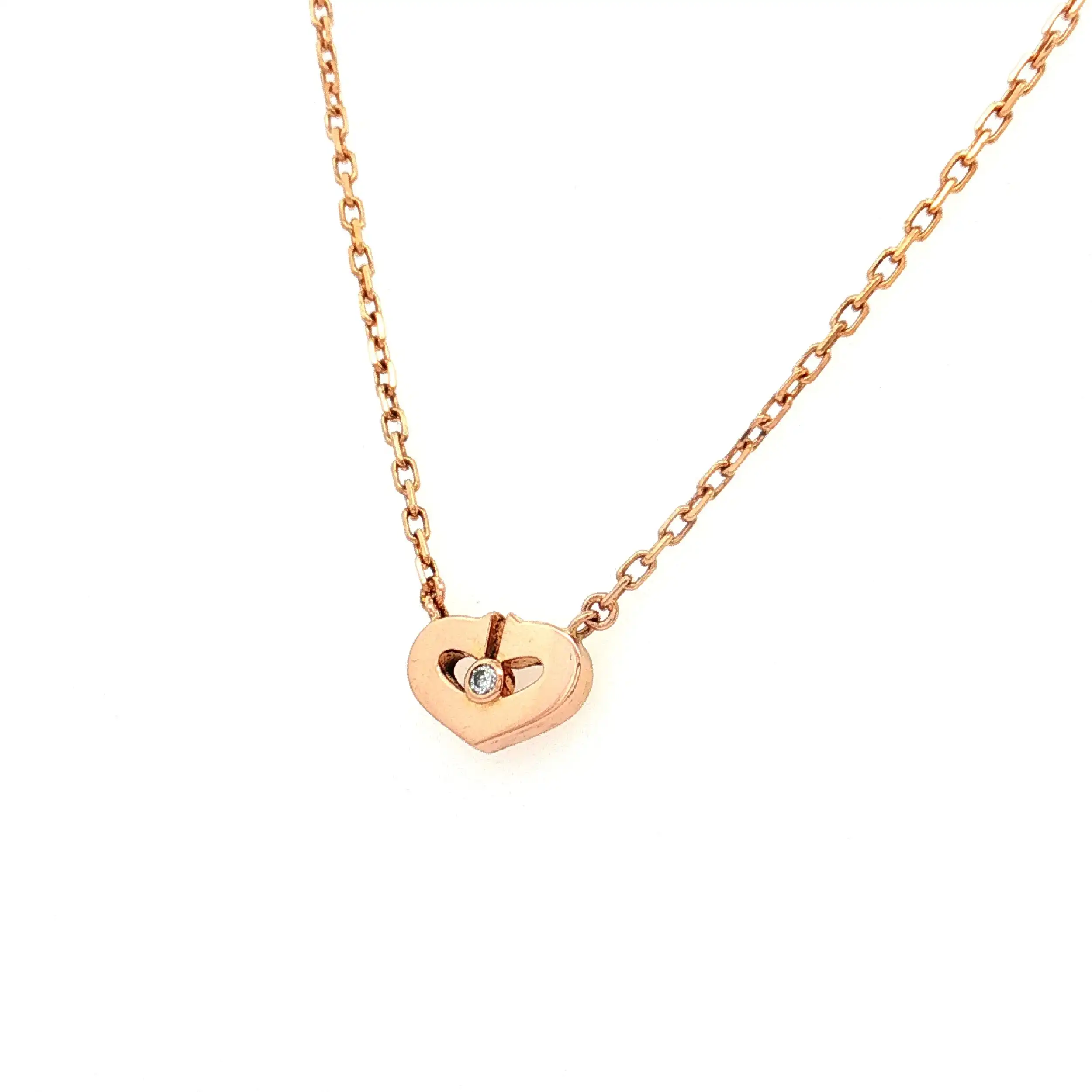 Collier Rotgold Cartier C-Heart mit Brillant Solitär