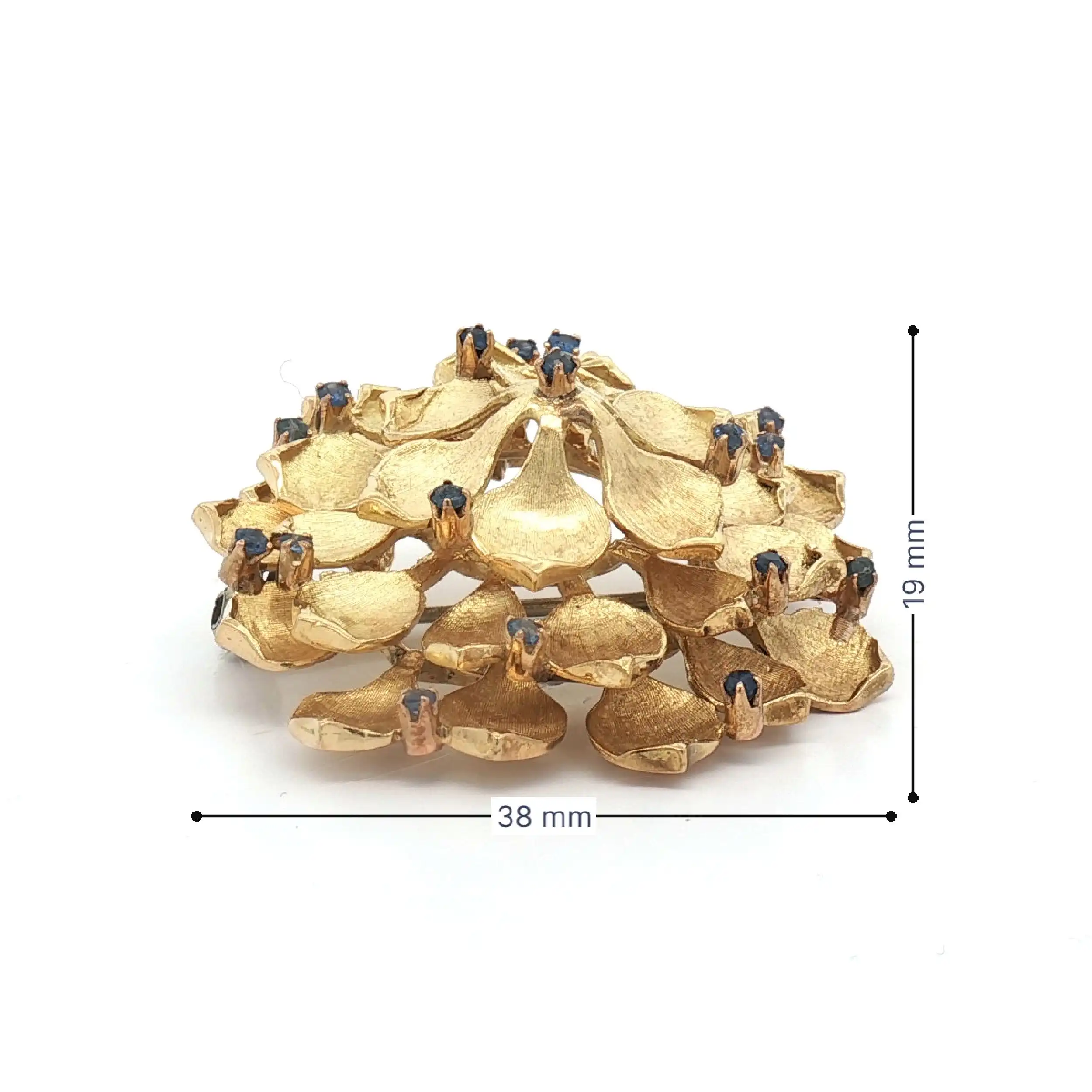 Brosche Gelbgold mit blauen Farbsteinen Brosche Gelbgold mit blauen Farbsteinen