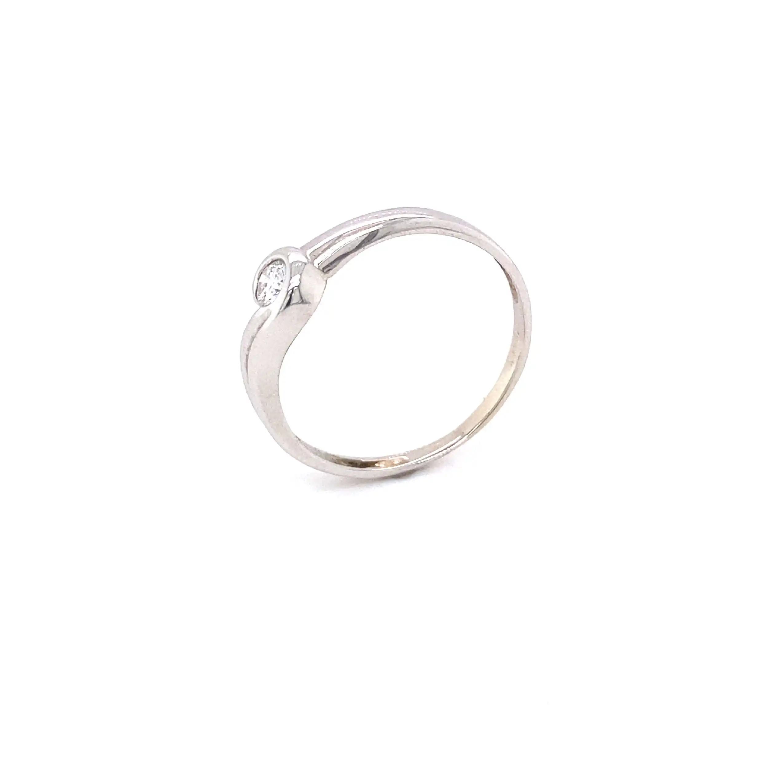 Ring Weißgold mit Brillant, graviert mit 0,11ct