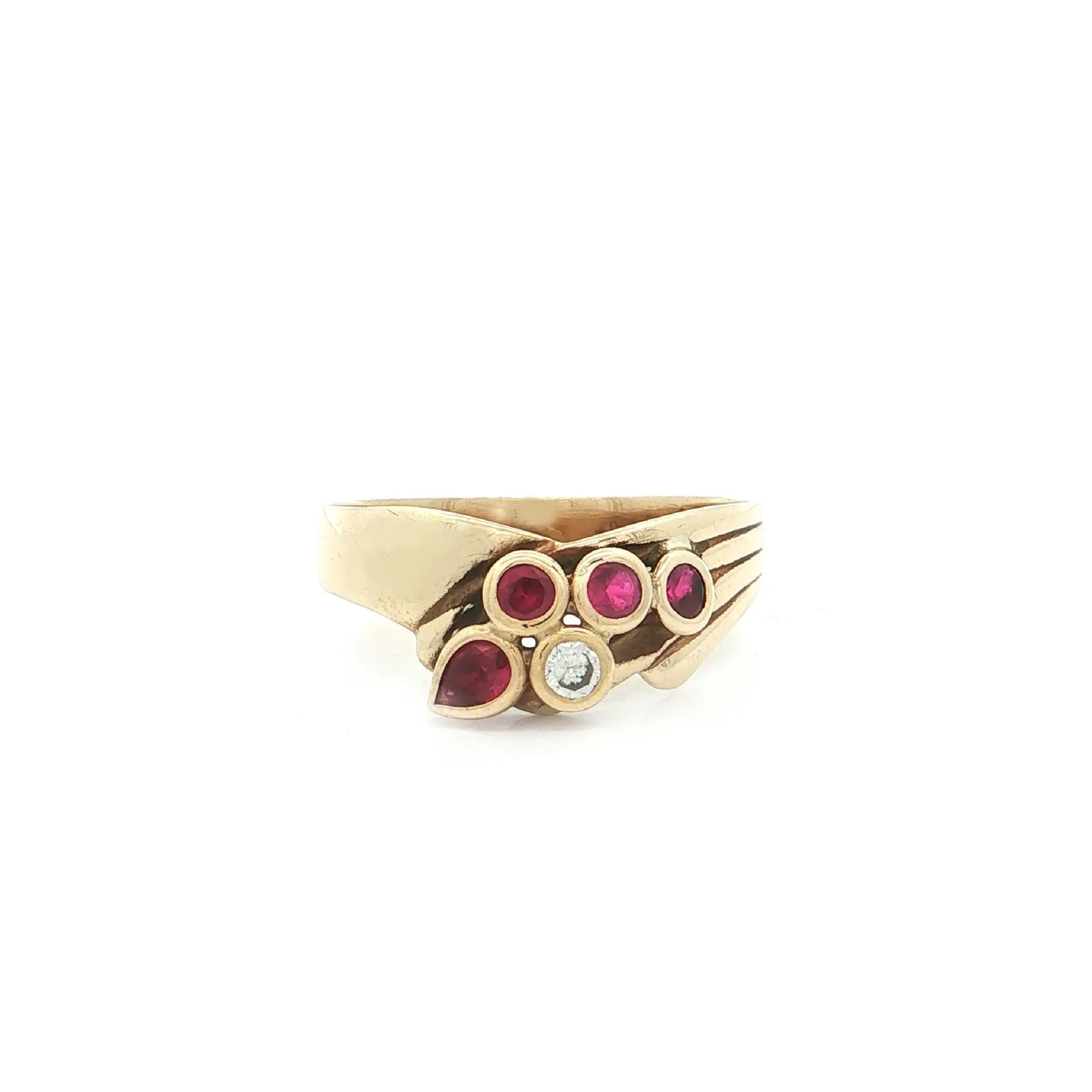 Ring Gelbgold mit roten und weißen Zirkonia Ring Gelbgold mit roten und weißen Zirkonia