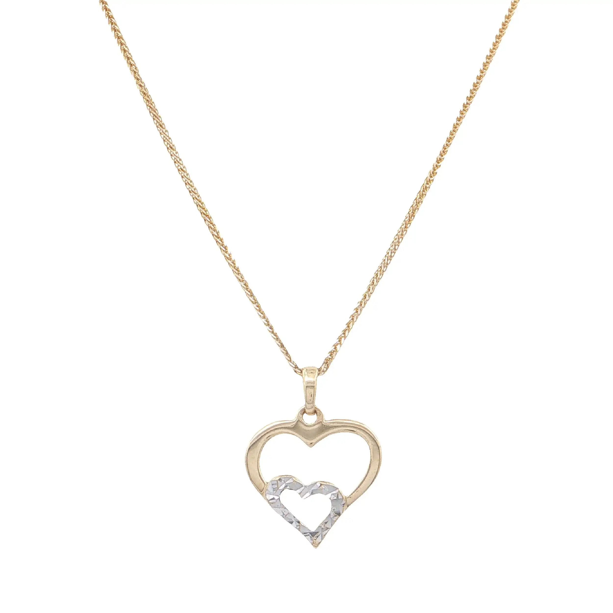 Kette Gelbgold mit Herzanhänger Bicolor Kette Gelbgold mit Herzanhänger Bicolor