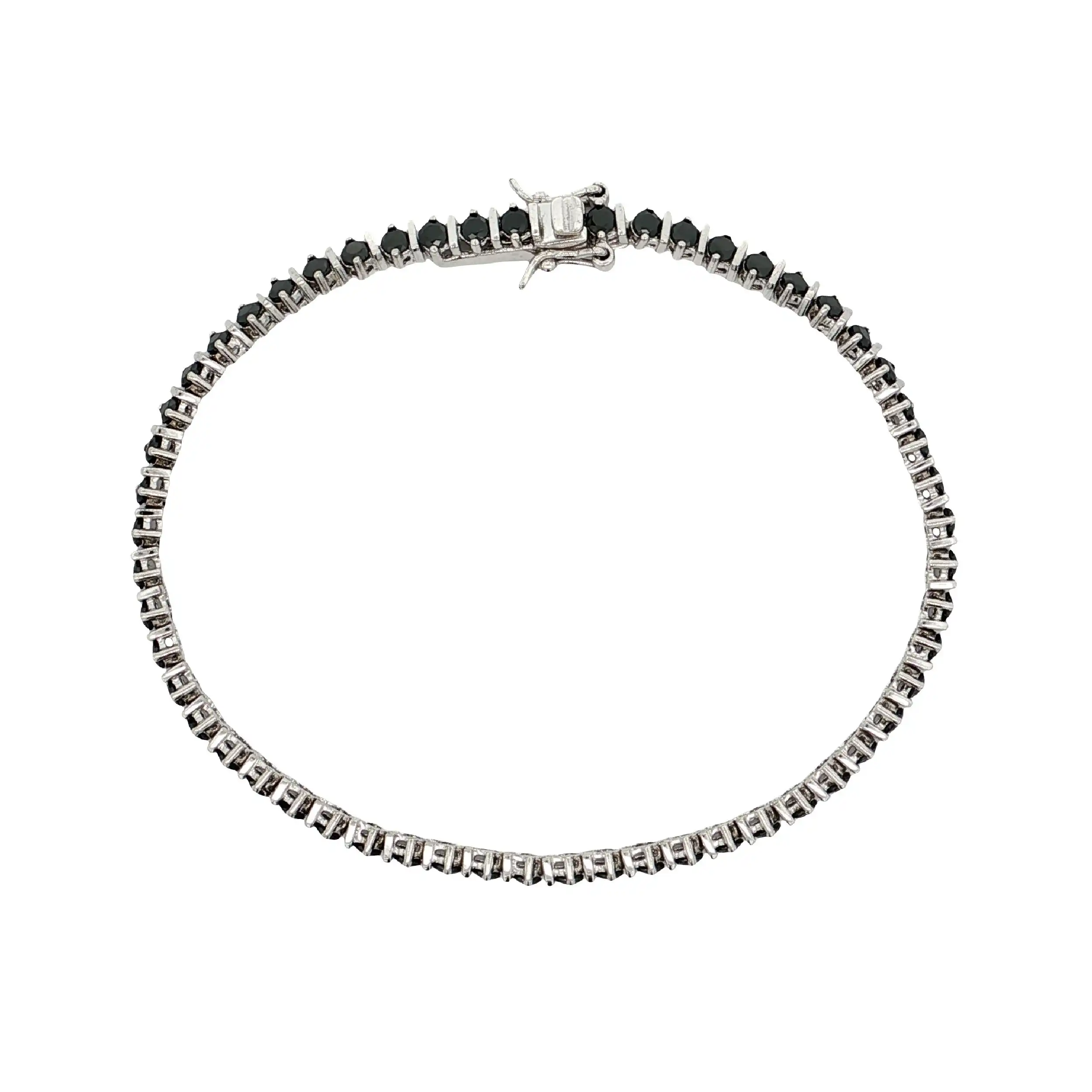 Tennisarmband Silber mit schwarzen Farbsteinen