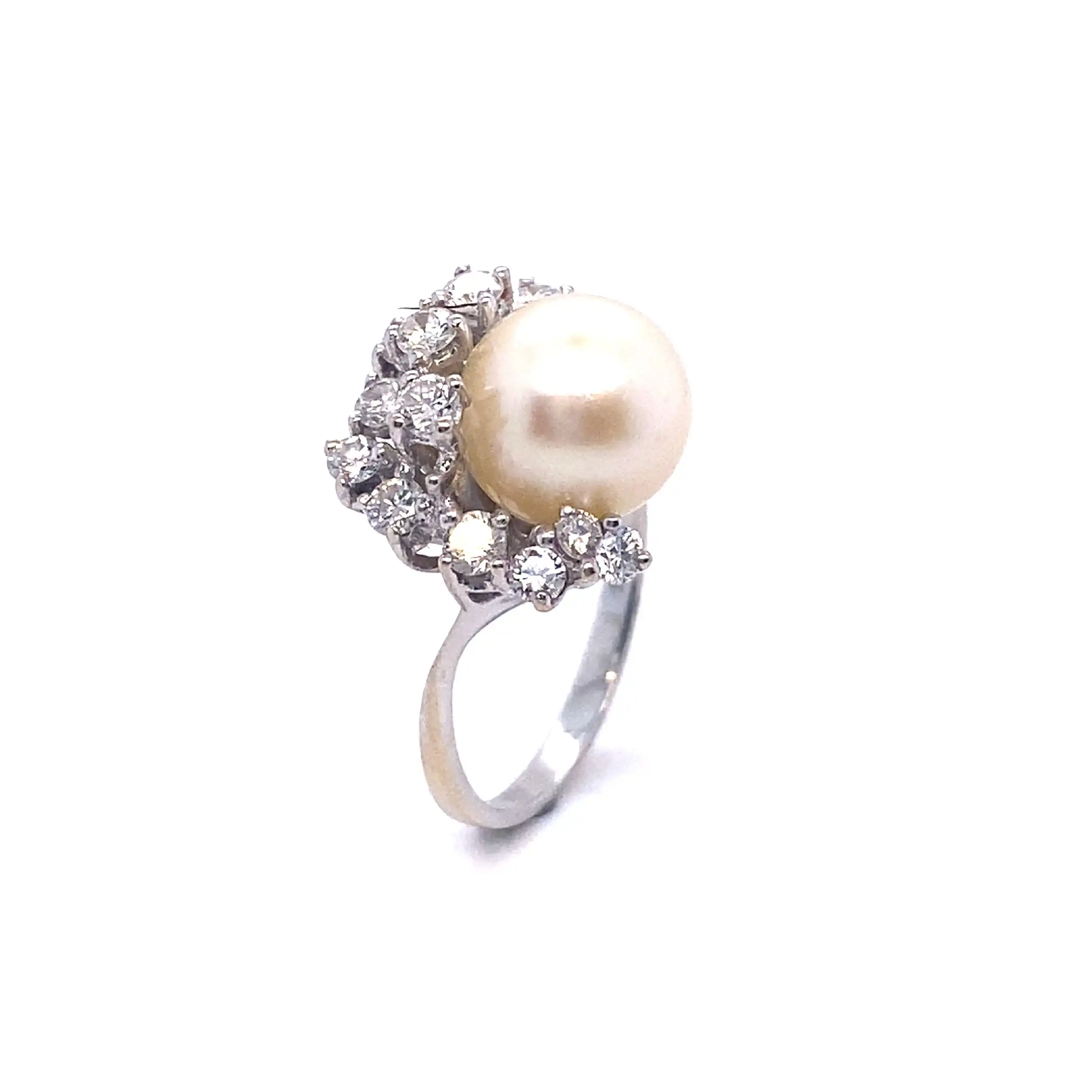 Ring Weißgold mit Perle und Brillanten Ring Weißgold mit Perle und Brillanten