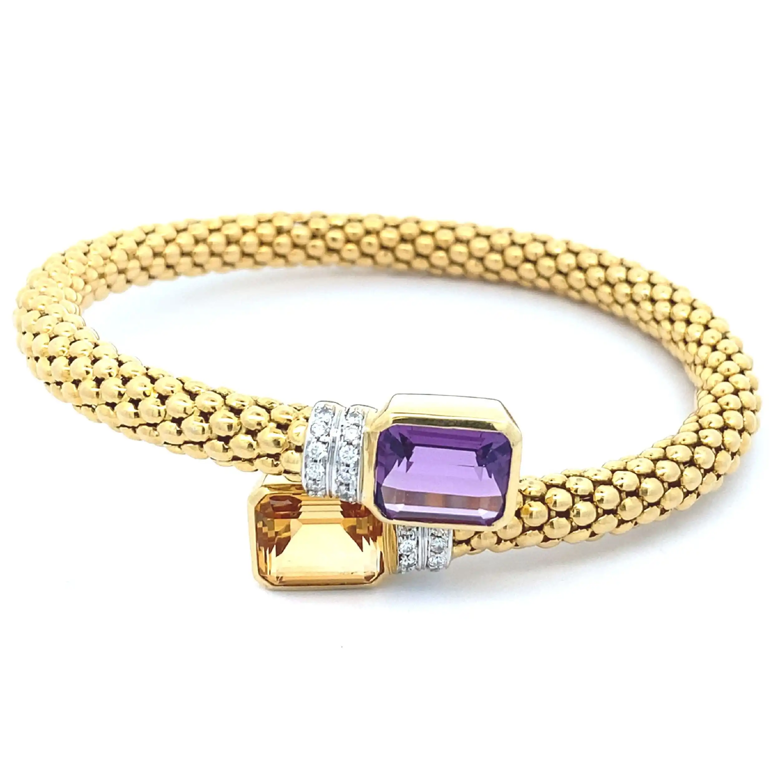 Himbeerarmreif Bicolor mit Amethyst, Citrin und Brillanten Himbeerarmreif Bicolor mit Amethyst, Citrin und Brillanten