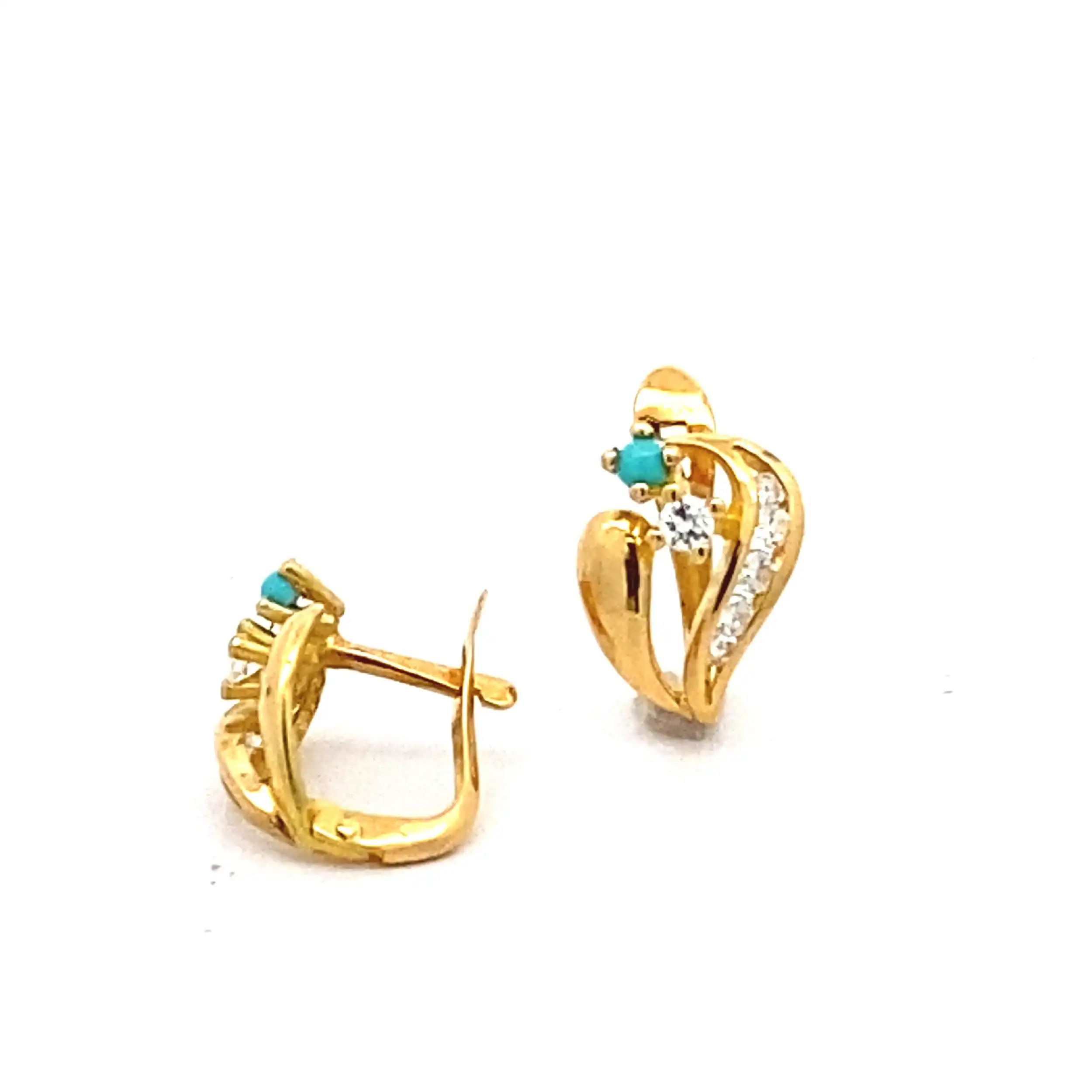 Creolen Gelbgold mit Zirkonia und türkisen Farbsteinen Creolen Gelbgold mit Zirkonia und türkisen Farbsteinen