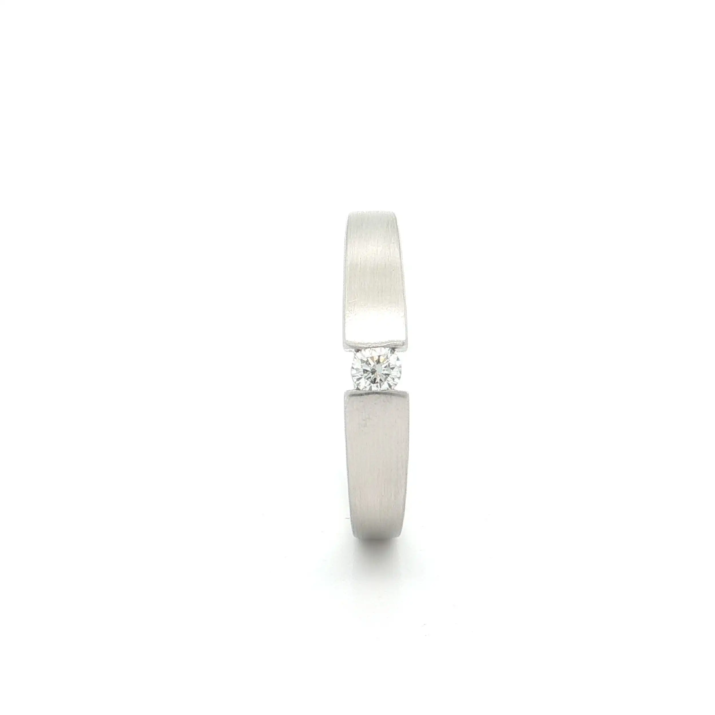 Ring Weißgold mattiert mit Brillant, graviert 0,08 ct W-LR