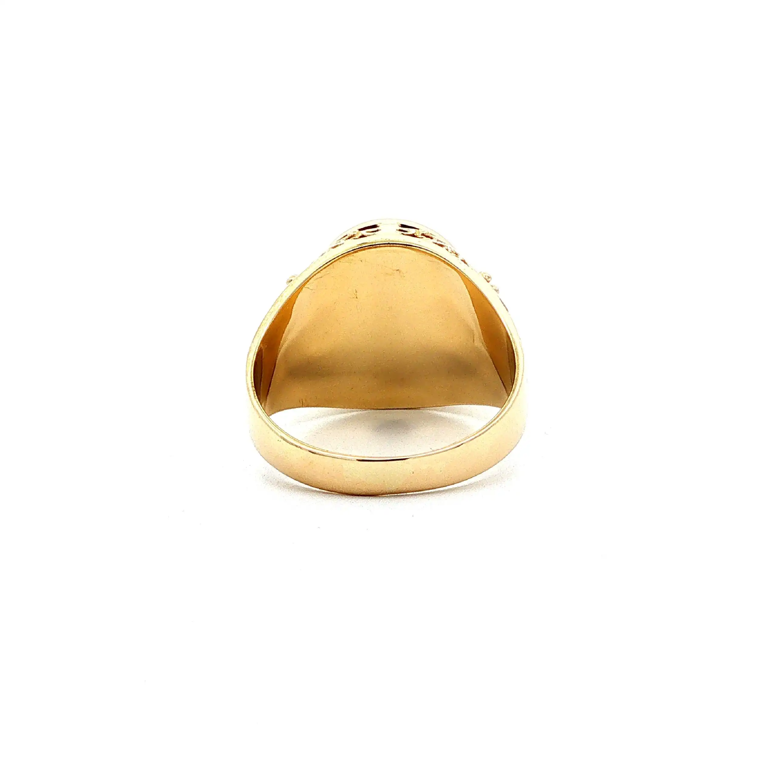 Ring Gelbgold mit schwarzem Farbstein & Zirkonia
