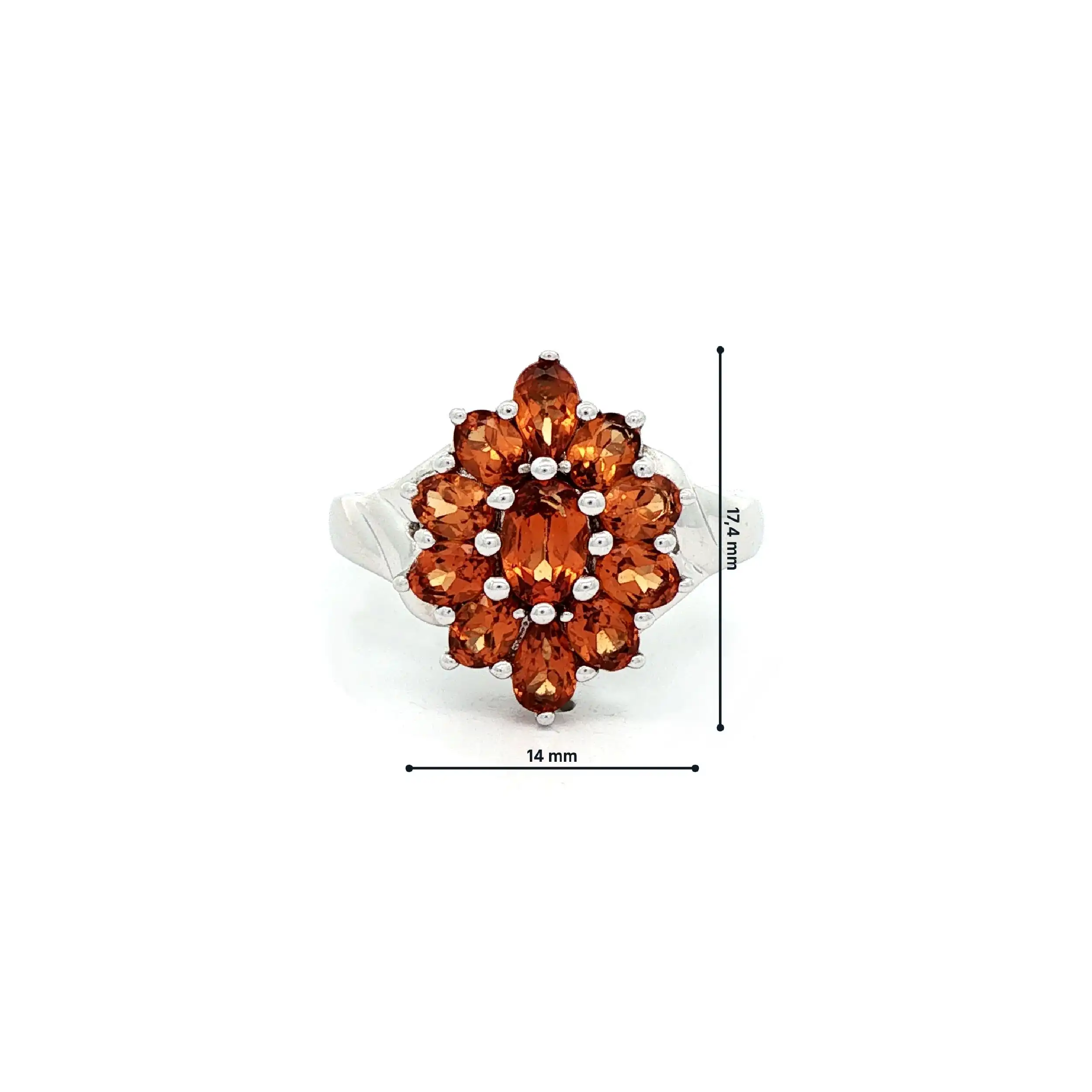 Ring Silber mit orangefarbenen Farbsteinen