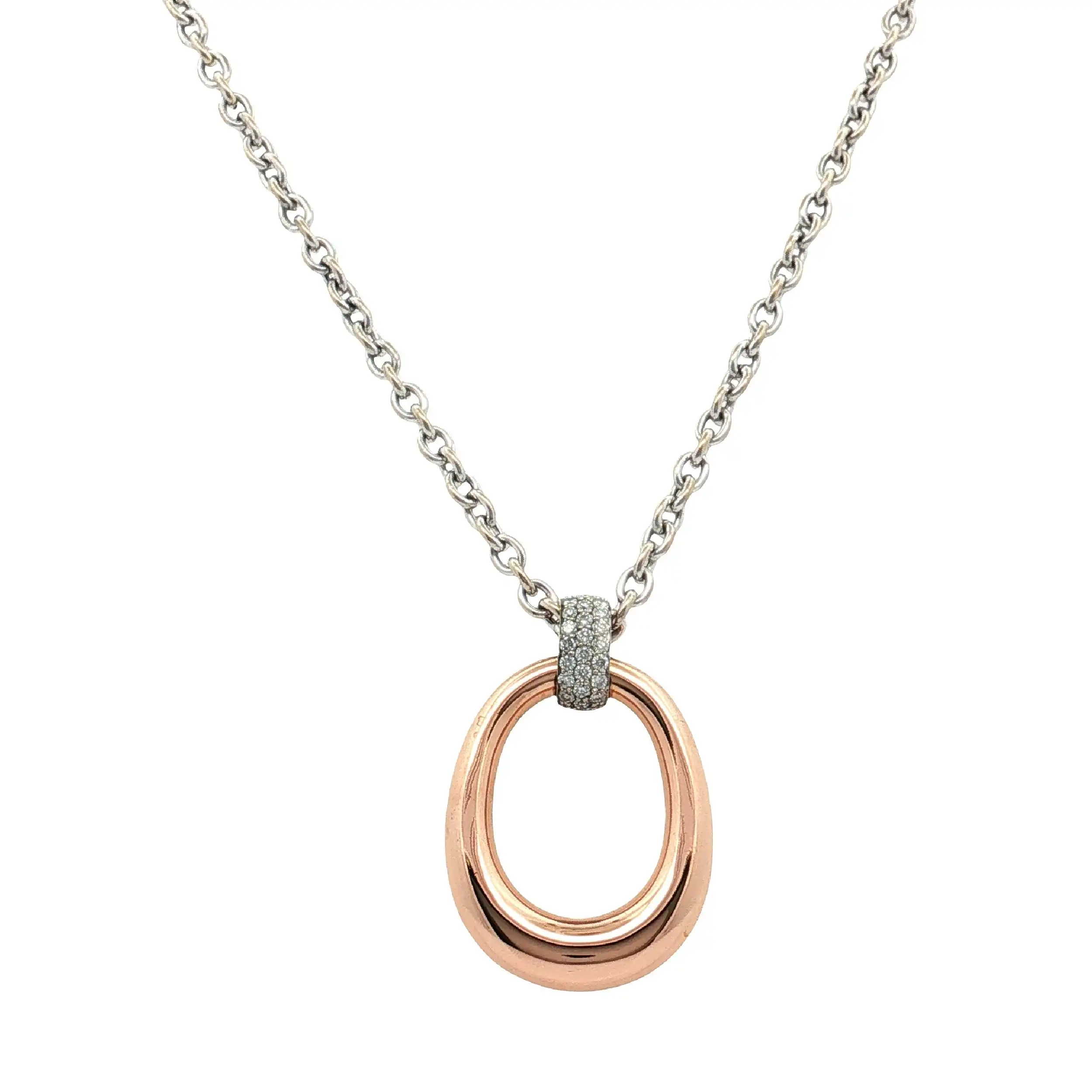 Kette Weißgold mit Anhänger Rosegold Al Coro mit Brillanten Kette Weißgold mit Anhänger Rosegold Al Coro mit Brillanten