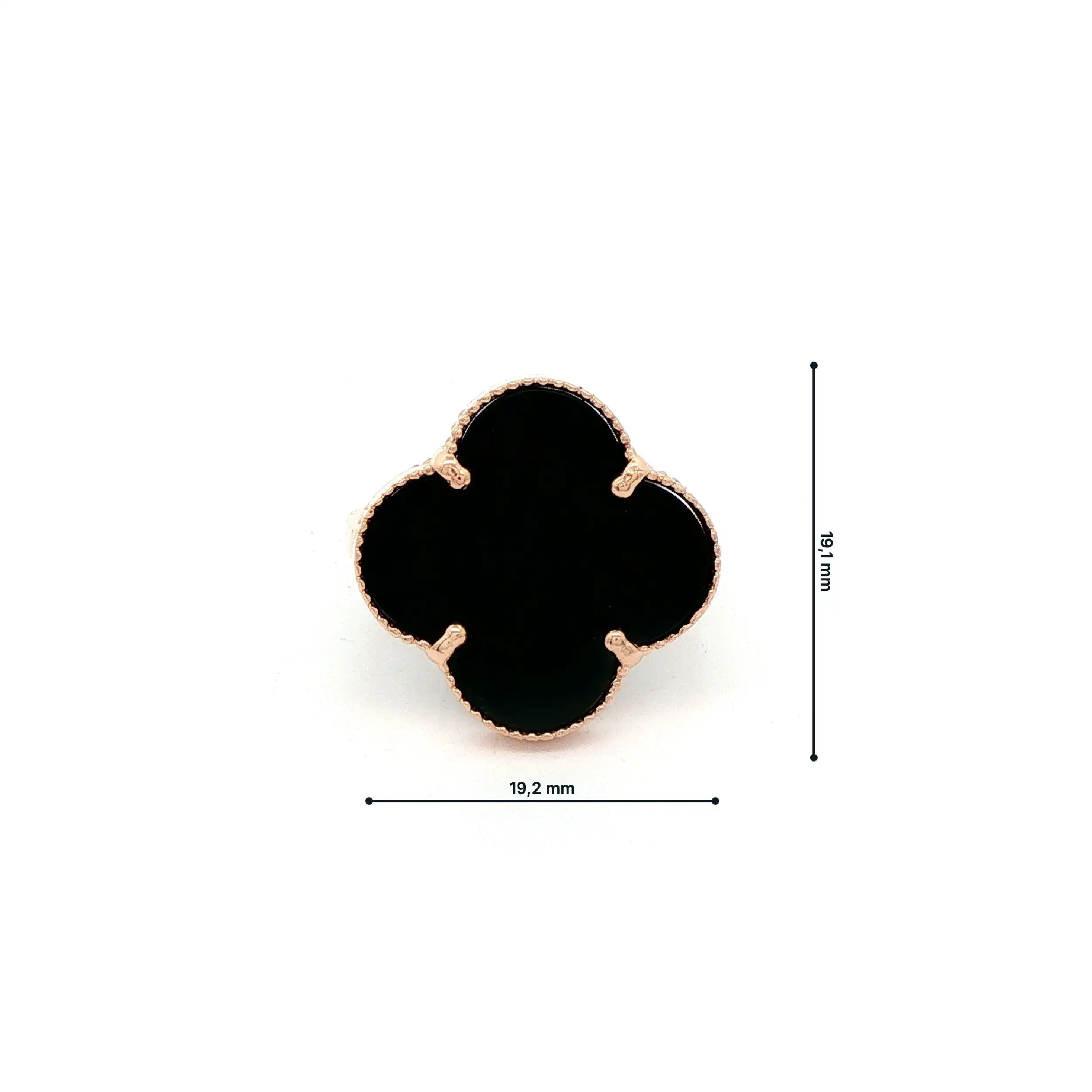 Ring Rotgold mit schwarzem Farbstein "Kleeblatt"