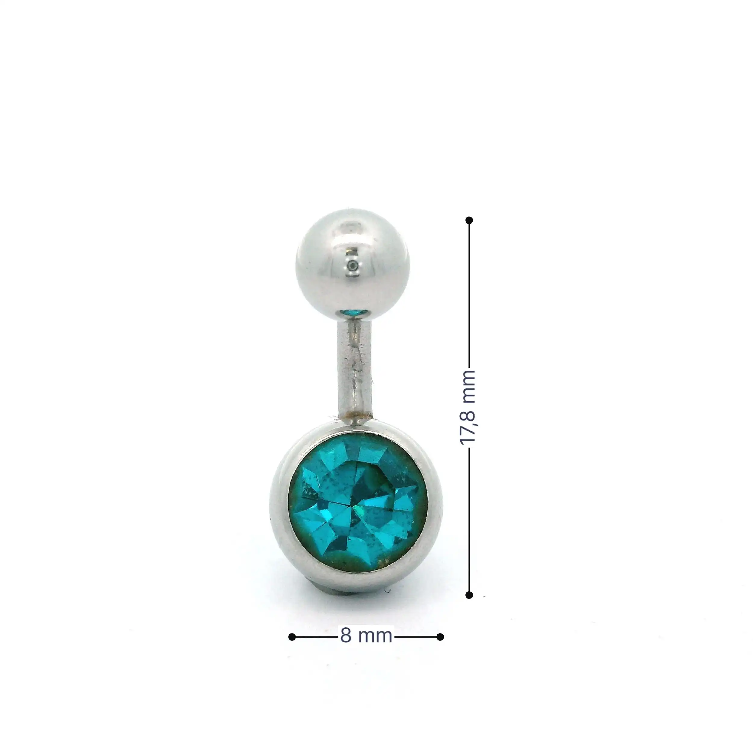 Edelstahl Bauchnabelpiercing mit türkisem Farbstein Edelstahl Bauchnabelpiercing mit türkisem Farbstein