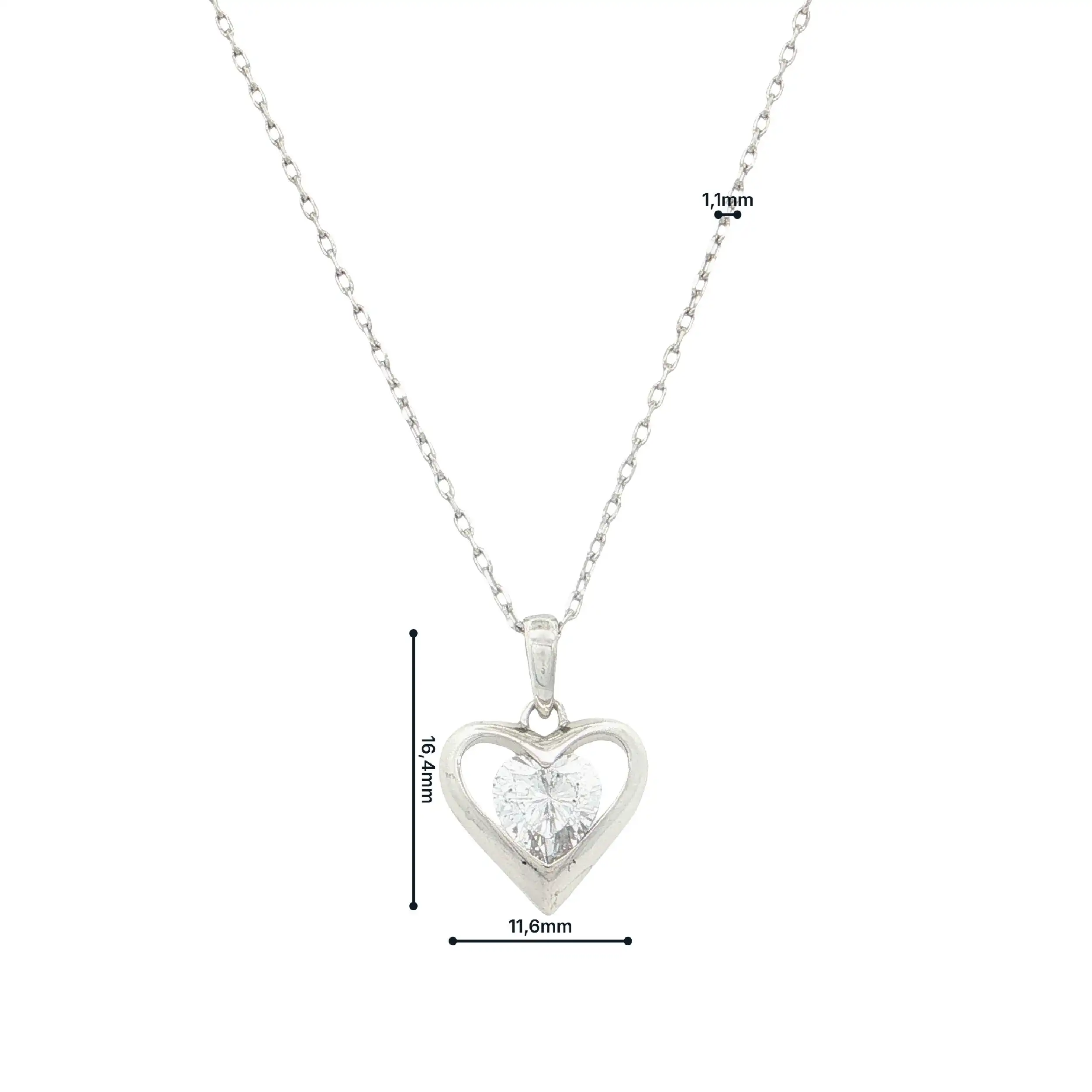 Kette Silber mit Herzanhänger mit Zirkonia Kette Silber mit Herzanhänger mit Zirkonia