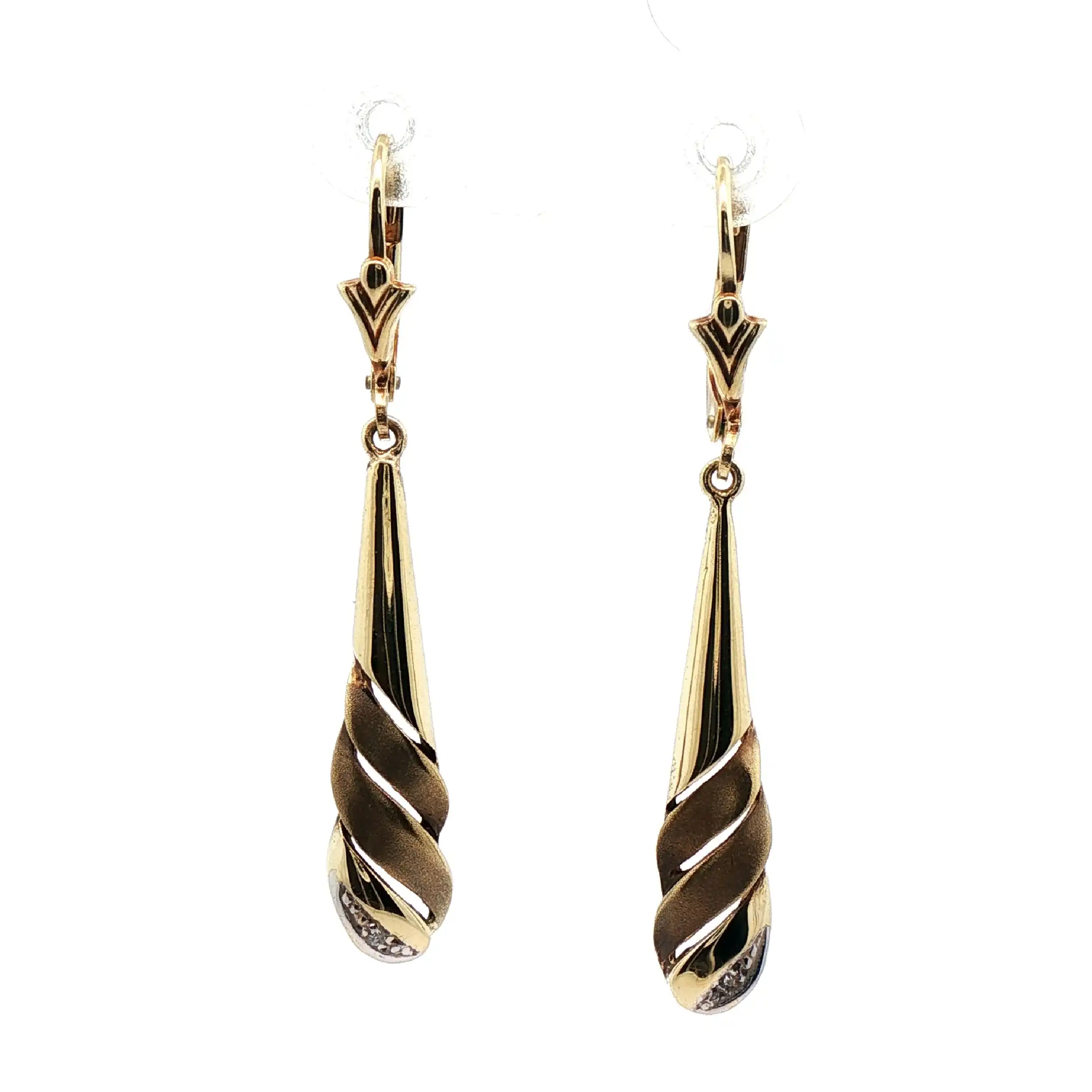 Ohrringe Bicolor Matt / Glanz Gelbgold mit Diamantensplitter Ohrringe Bicolor Matt / Glanz Gelbgold mit Diamantensplitter