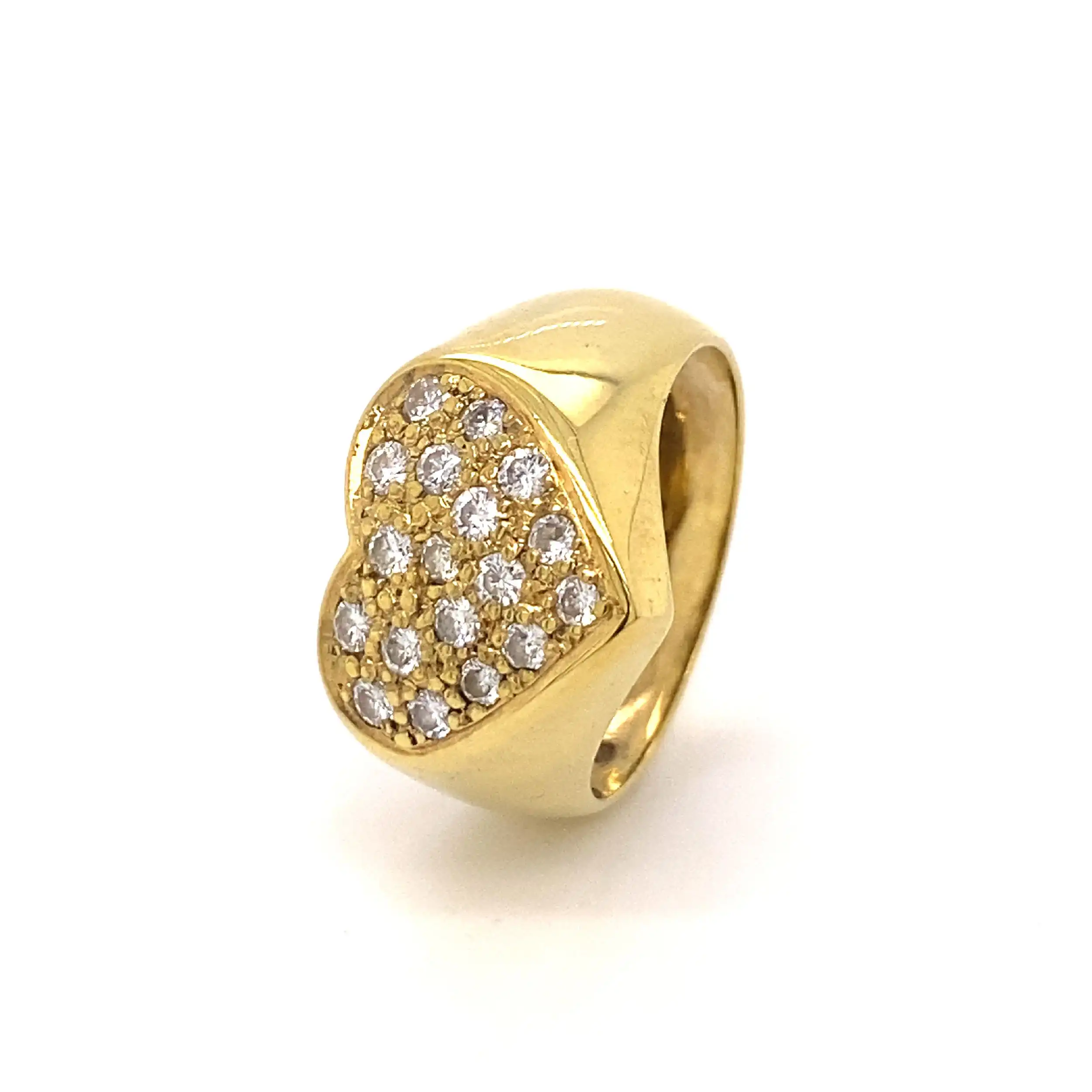 Ring Gelbgold Herz mit Brillanten, graviert mit 0.48ct