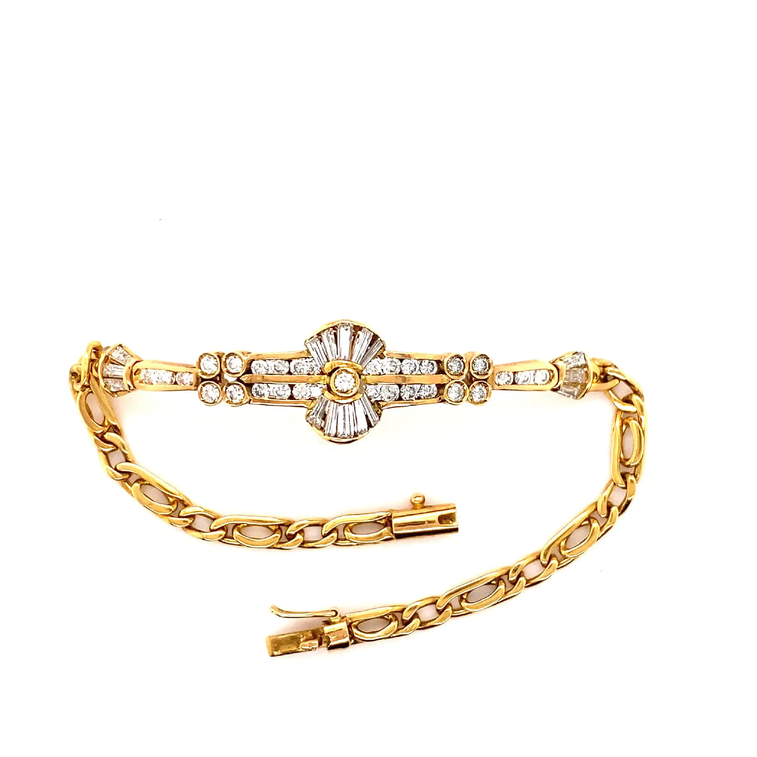 Armband Gelbgold mit Baguettediamanten und Brillanten