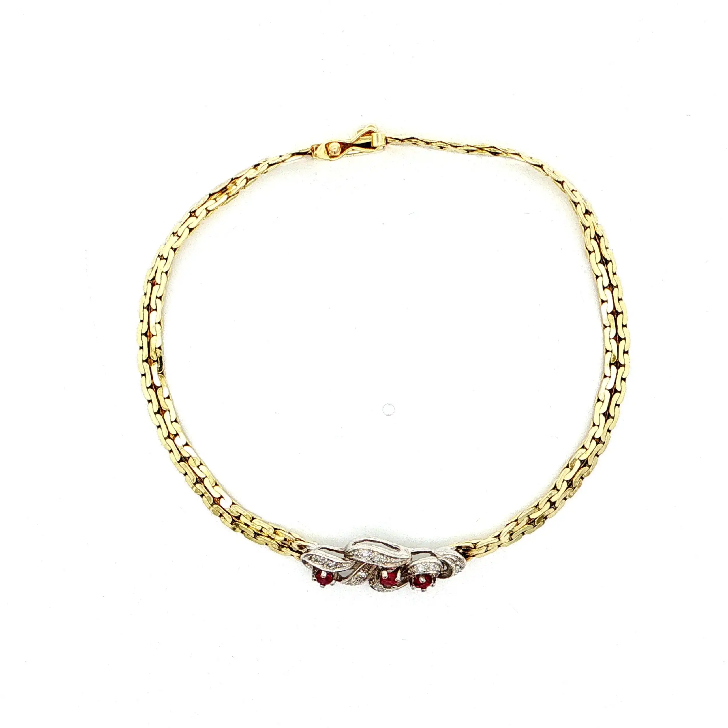 Armband Bicolor mit Rubinen & Diamanten, graviert mit 0,06ct.