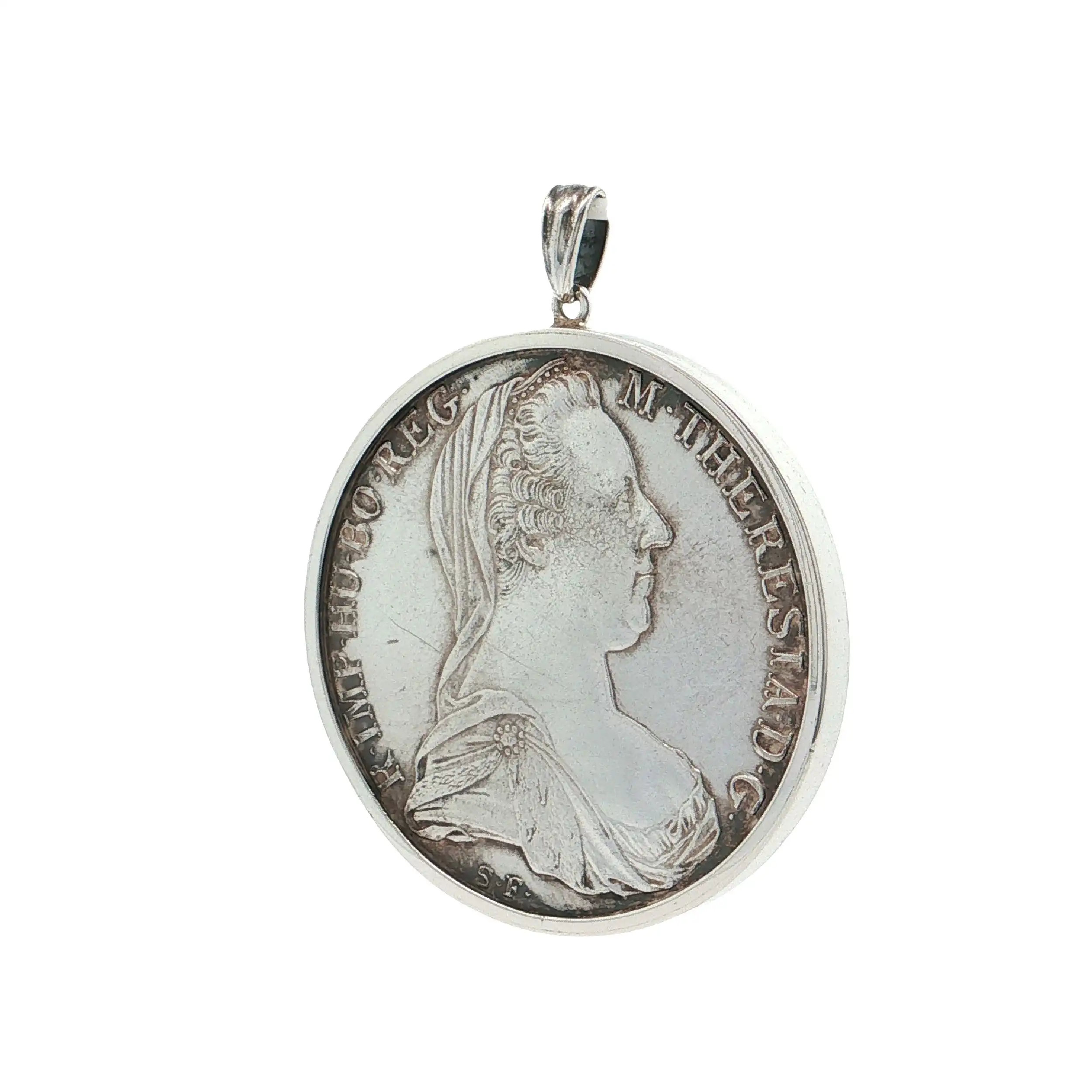 Münze Silber mit Fassung "Maria-Theresien-Taler"