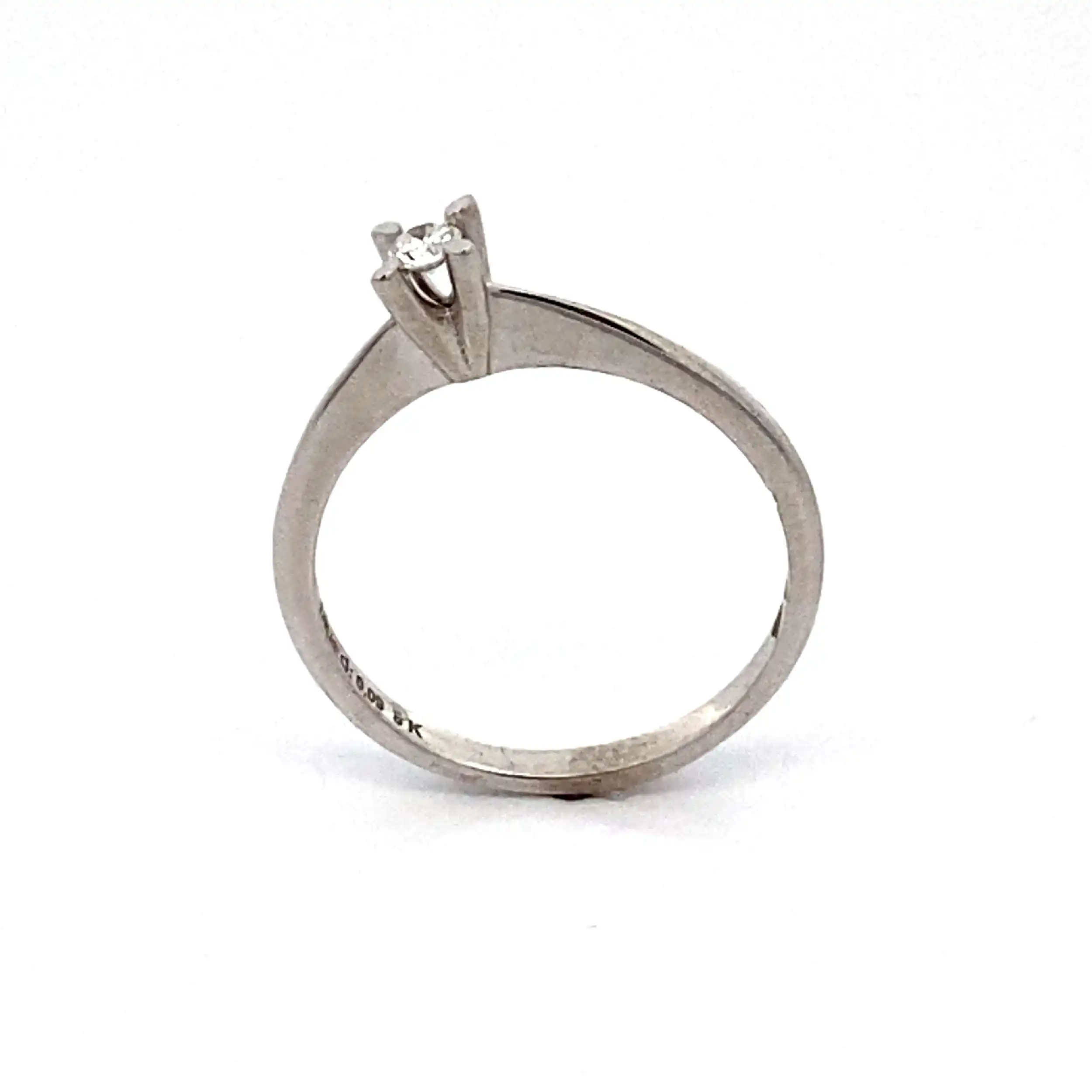 Ring Weißgold mit Brillant Solitär, graviert mit 0,09ct