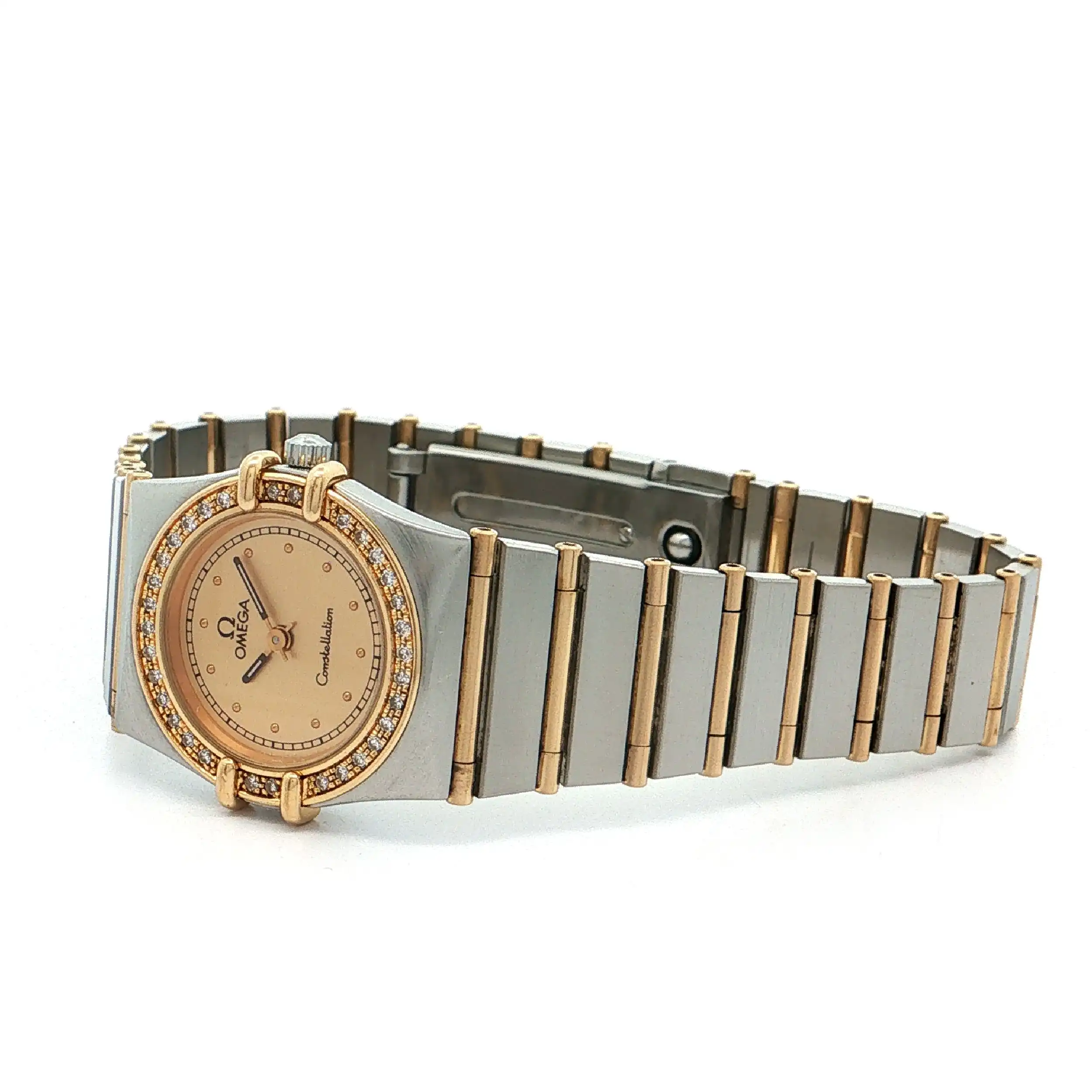 Damenuhr Omega Constellation 23mm Stahl / Gold mit Diamanten Lünette Ref.8951080
