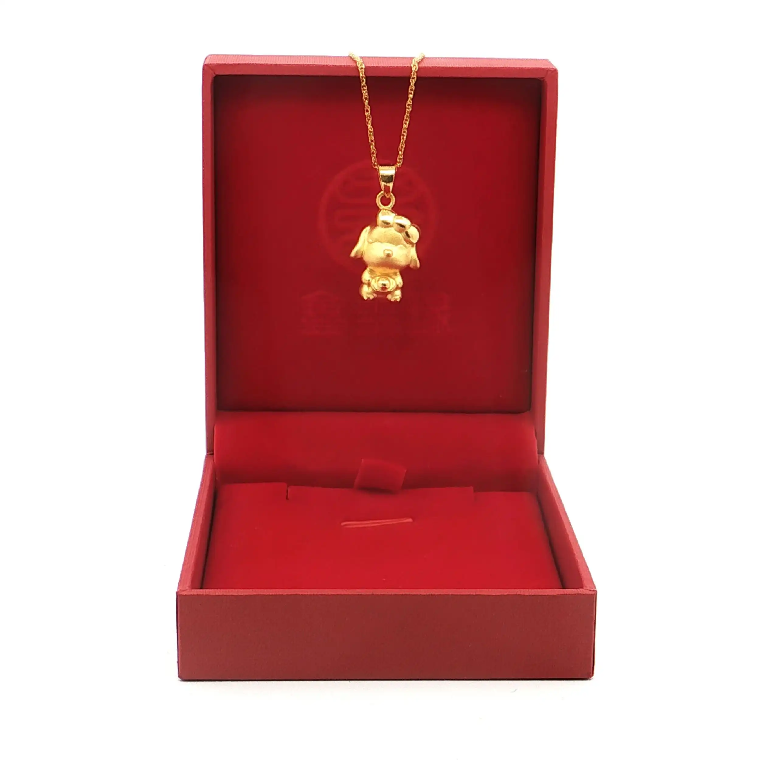 Kette Gelbgold mit Anhänger Hund mit schleife Kette Gelbgold mit Anhänger Hund mit schleife