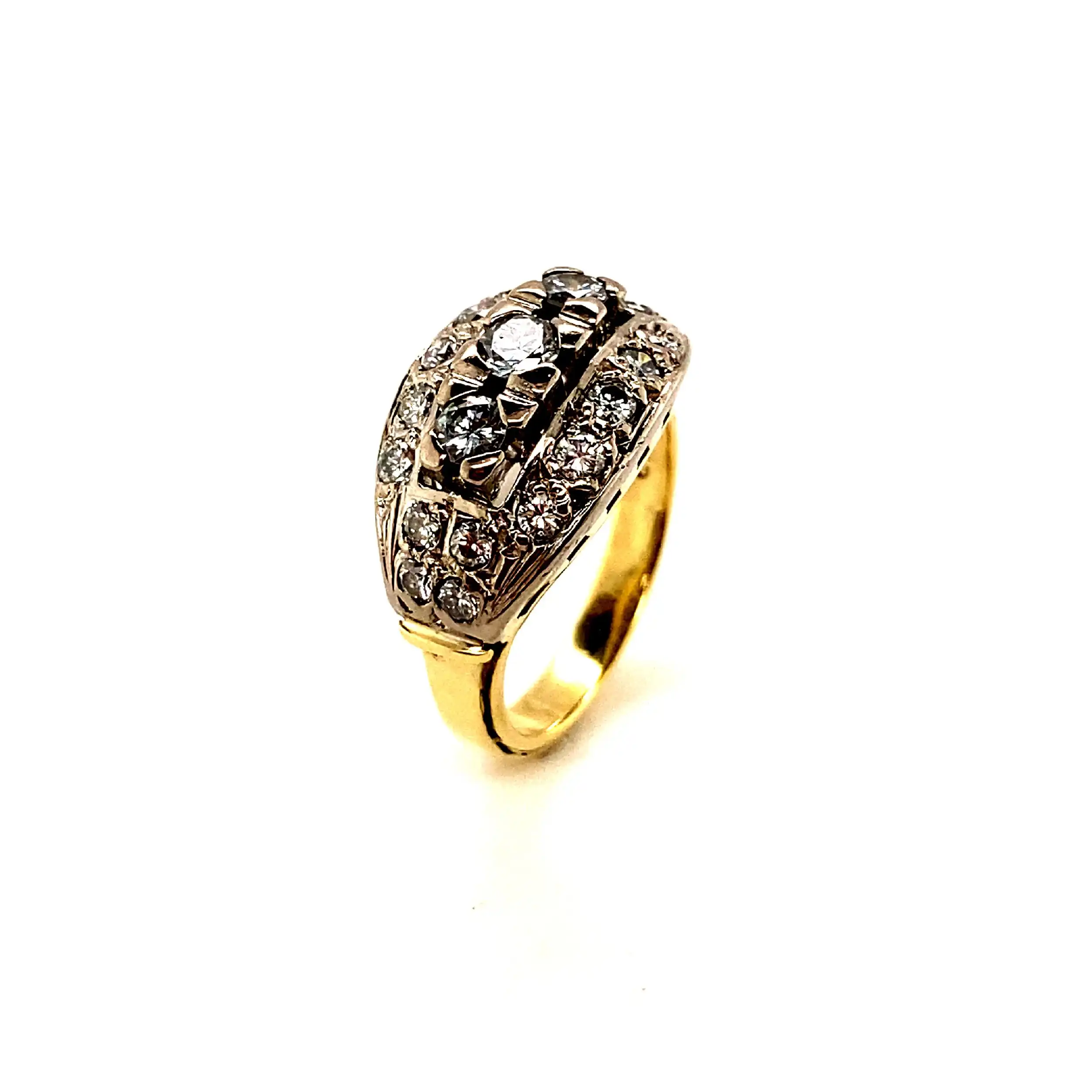 Ring Bicolor mit Brillanten und Diamant, graviert mit 1,10ct Ring Bicolor mit Brillanten und Diamant, graviert mit 1,10ct
