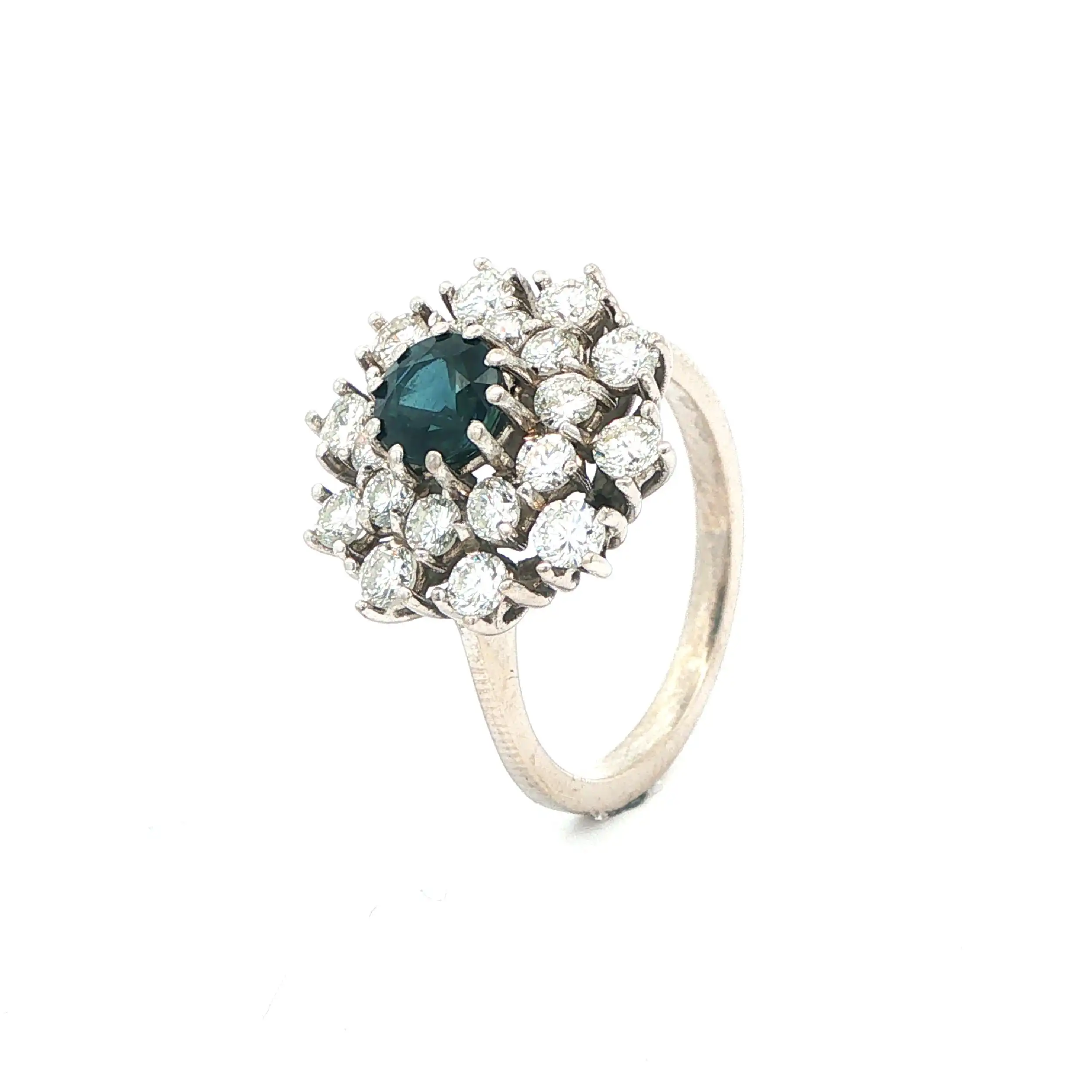 Ring Weißgold mit Brillanten und Saphir