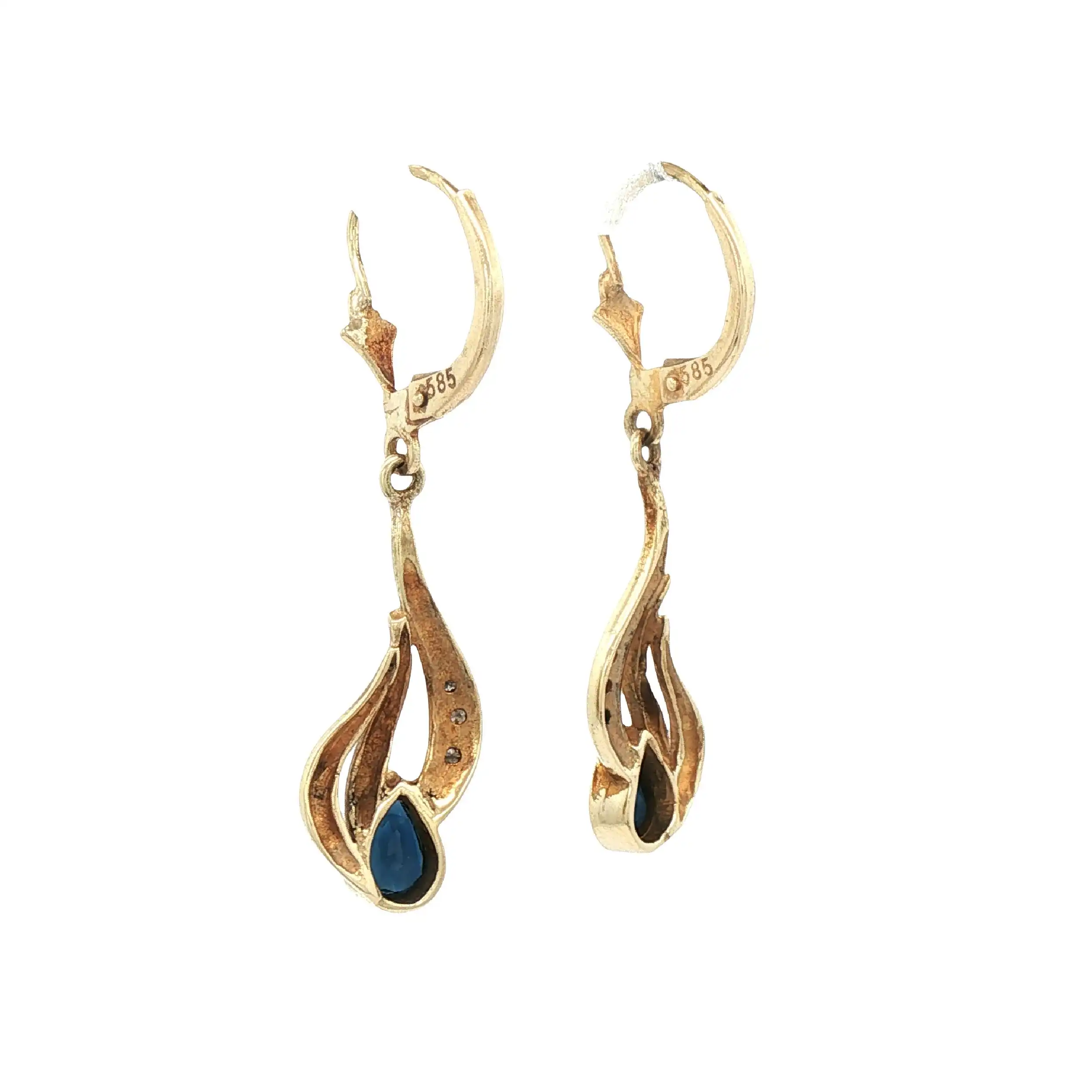 Ohrhänger Gelbgold mit Saphir und Diamanten