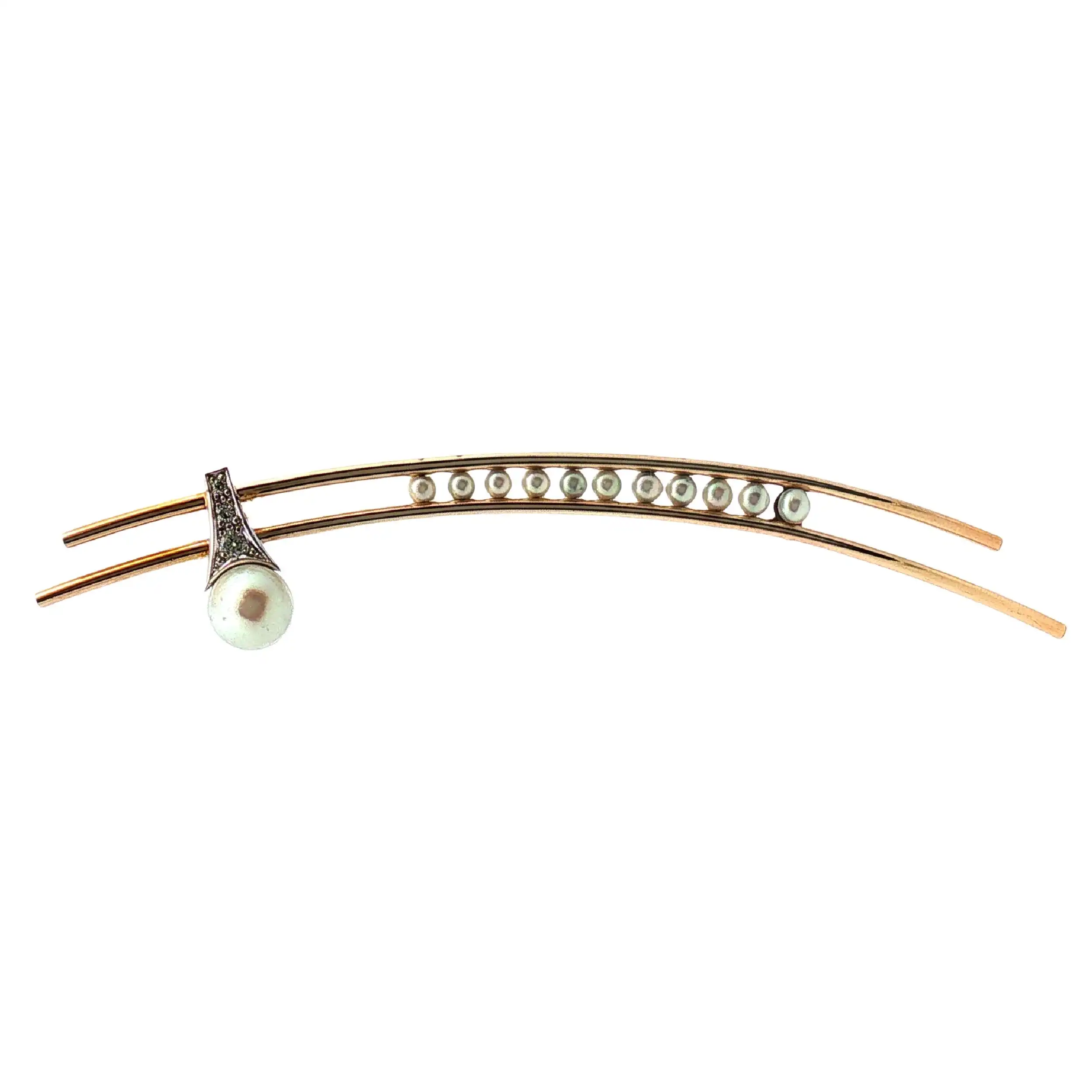 Nadel Bicolor mit Perlen und Brillanten Nadel Bicolor mit Perlen und Brillanten