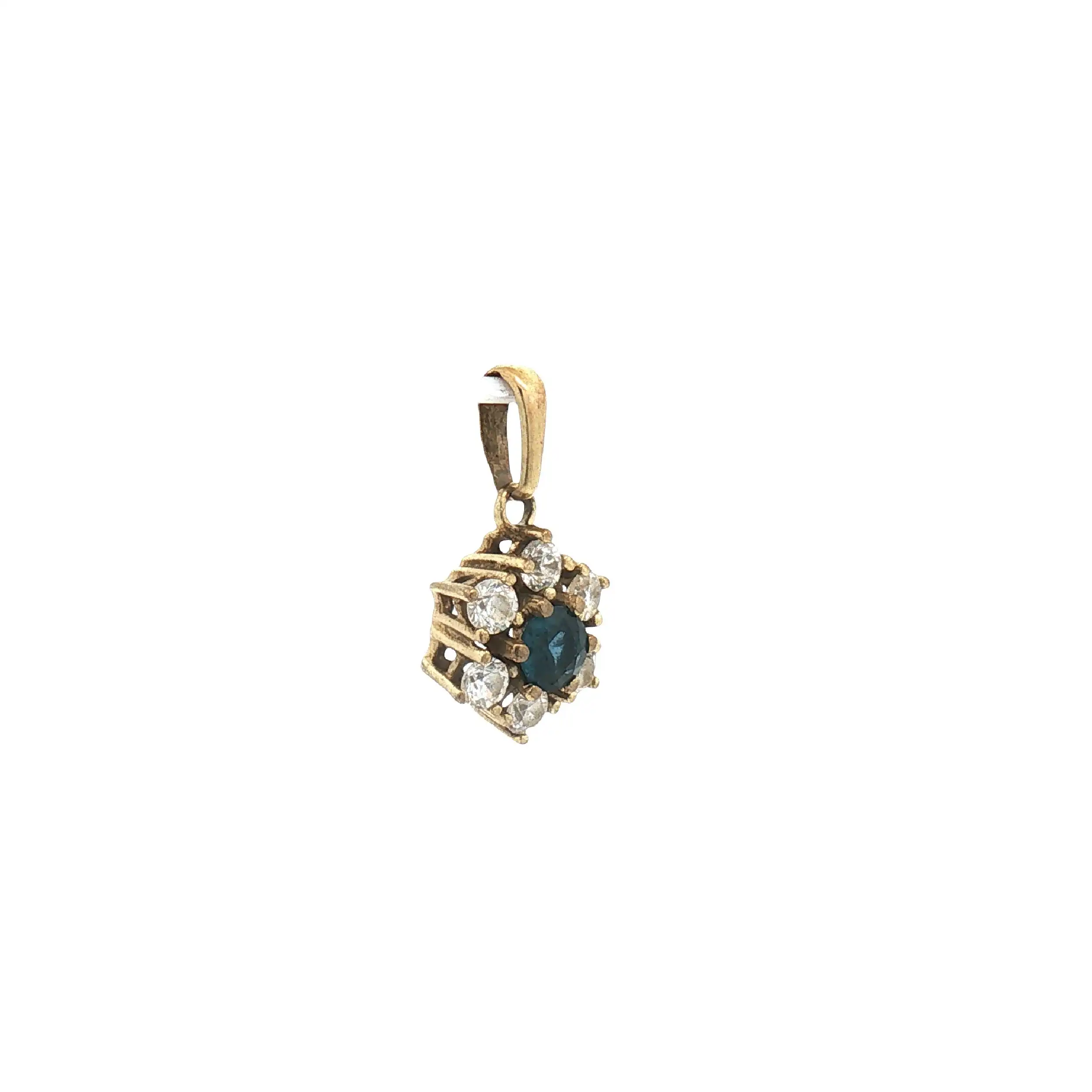 Anhänger Gelbgold mit Zirkonia und blauem Farbstein Anhänger Gelbgold mit Zirkonia und blauem Farbstein