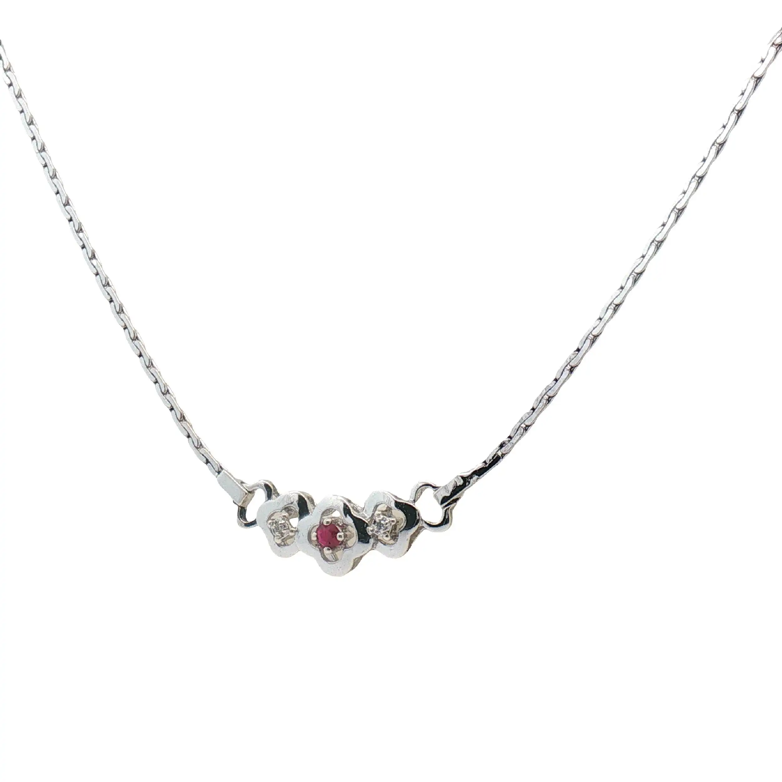 Collier Weißgold mit Diamanten und Rubin Collier Weißgold mit Diamanten und Rubin