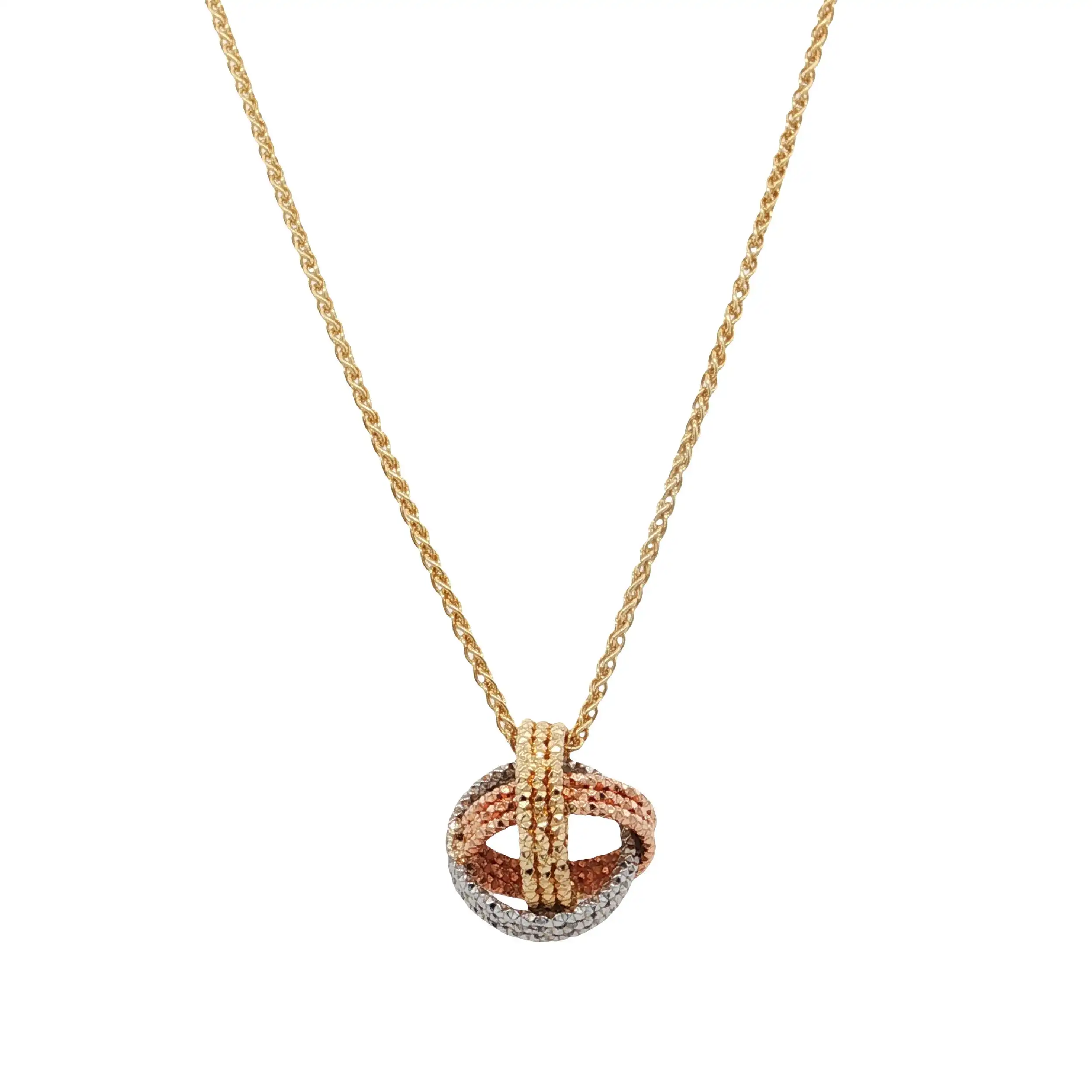 Zopfkette Gelbgold mit Anhänger Tricolor