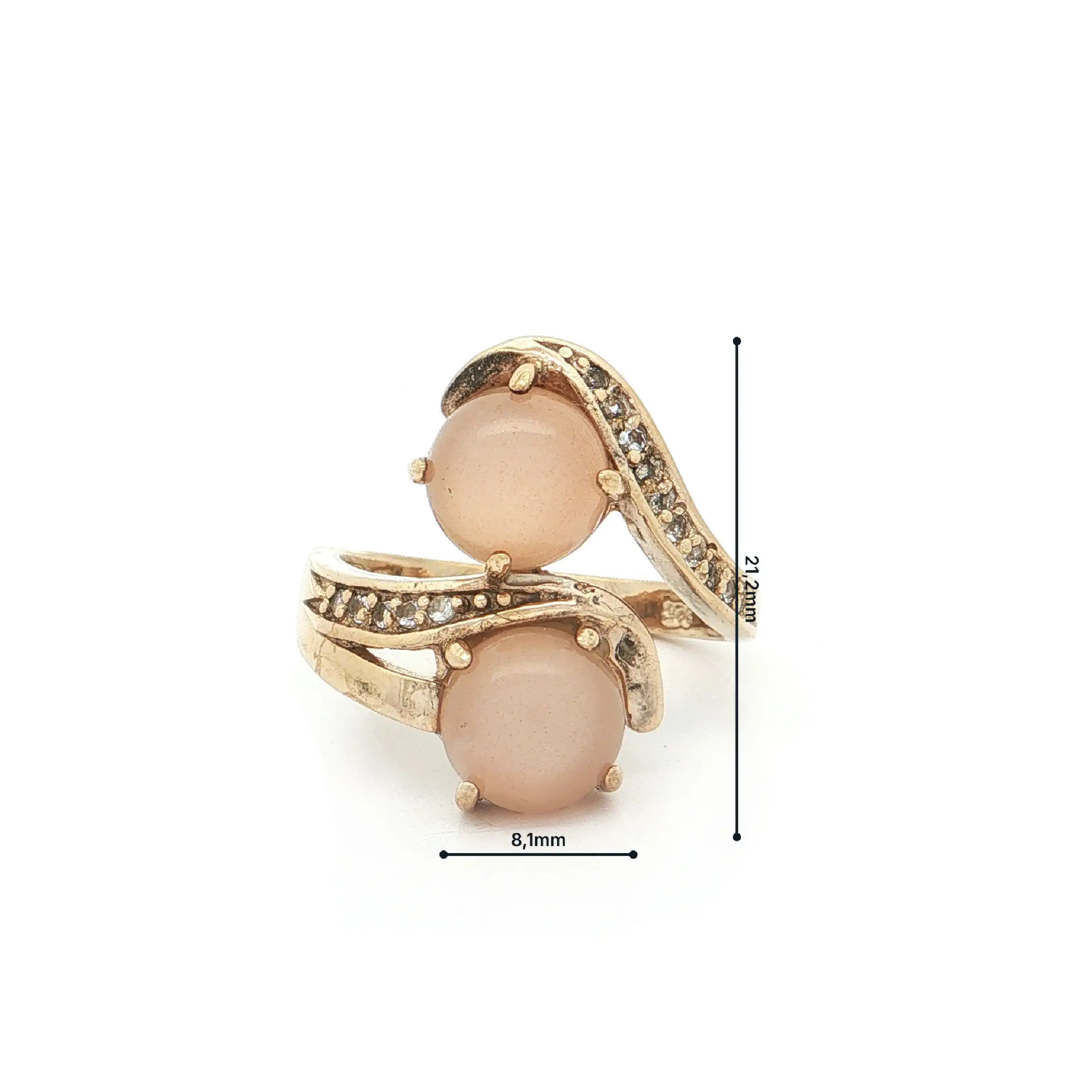 Silberring vergoldet mit Zirkonia und Farbsteincabochons