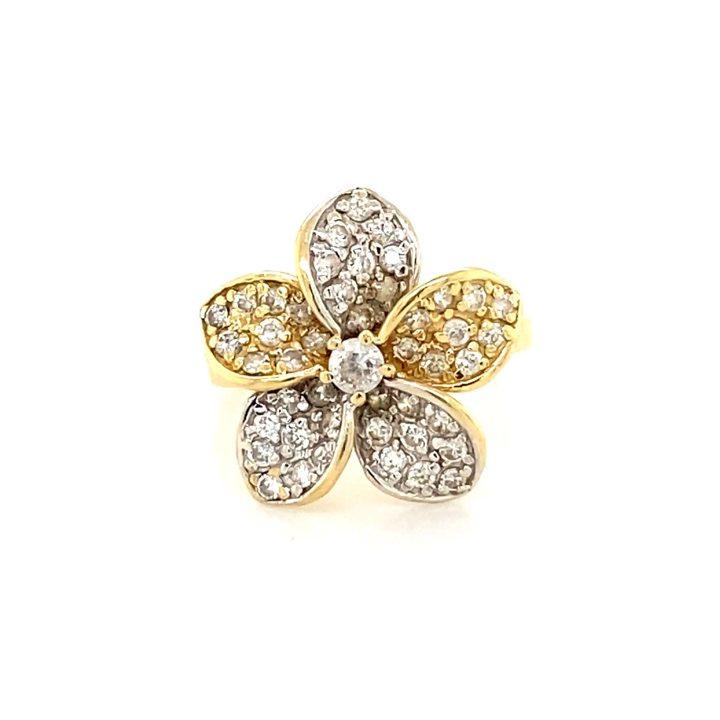 Ring Bicolor Blumenmuster mit Zirkonia Ring Bicolor Blumenmuster mit Zirkonia