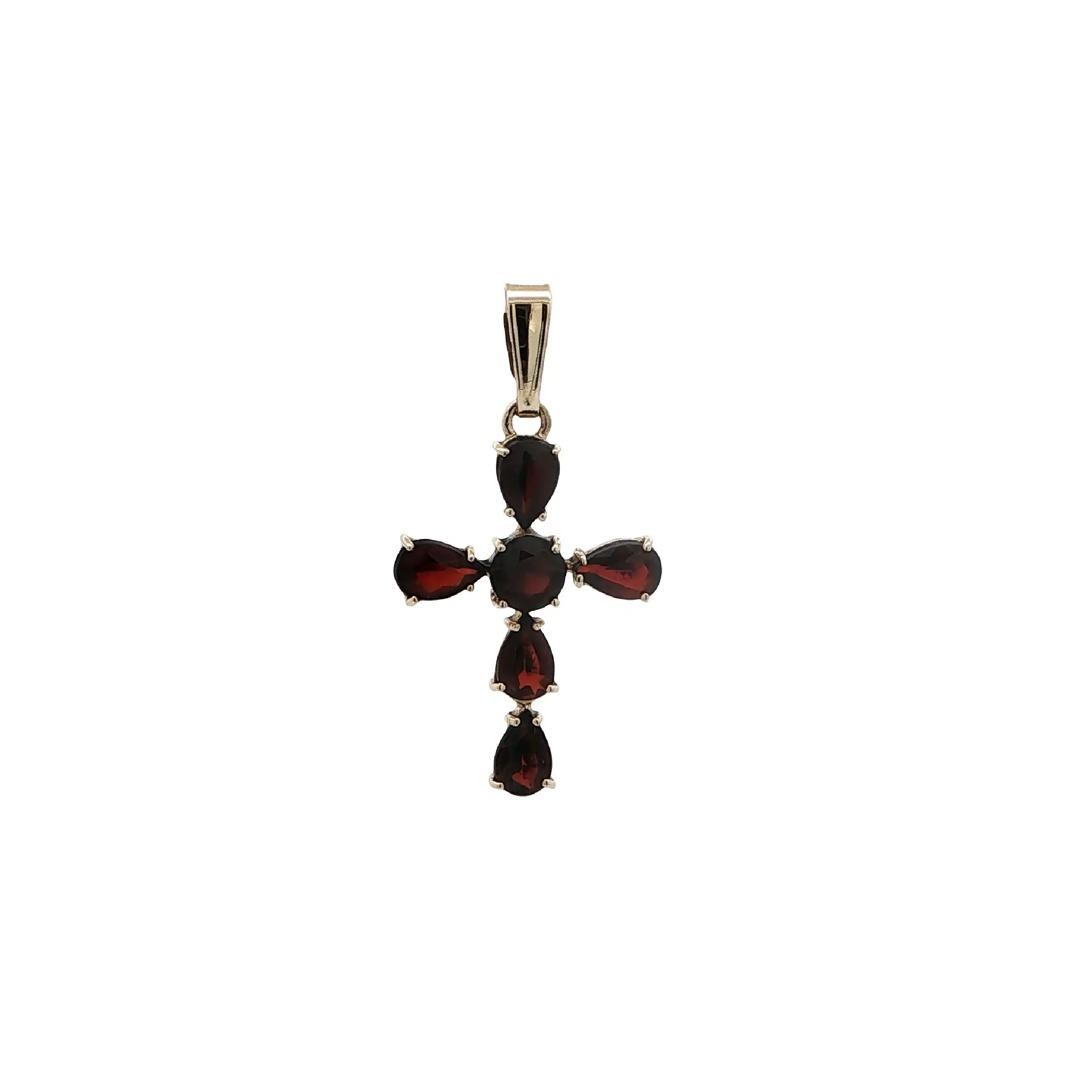Anhänger Gelbgold Kreuz mit Granat Anhänger Gelbgold Kreuz mit Granat