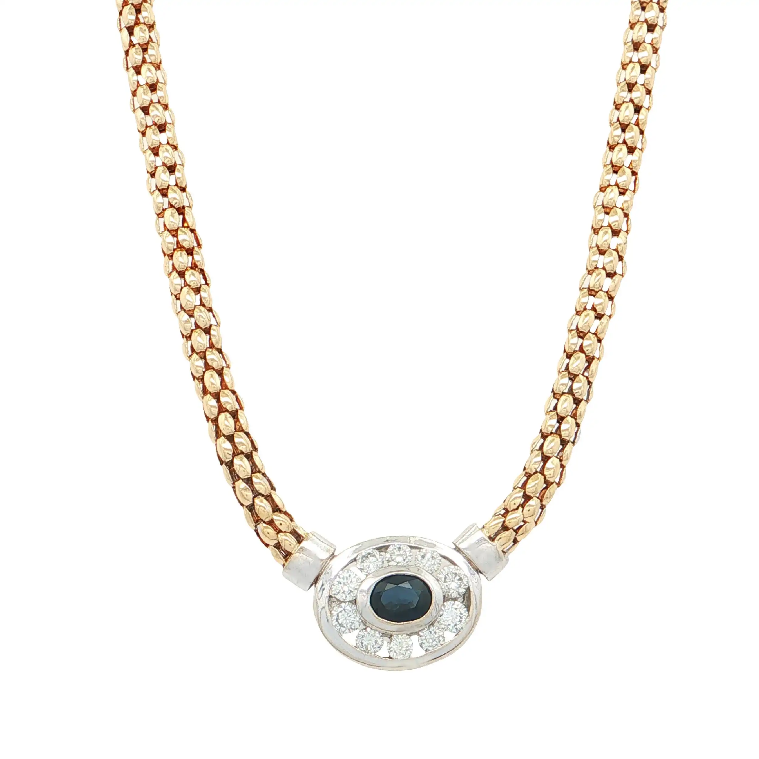 Himbeercollier Bicolor mit Saphir und Brillanten Himbeercollier Bicolor mit Saphir und Brillanten