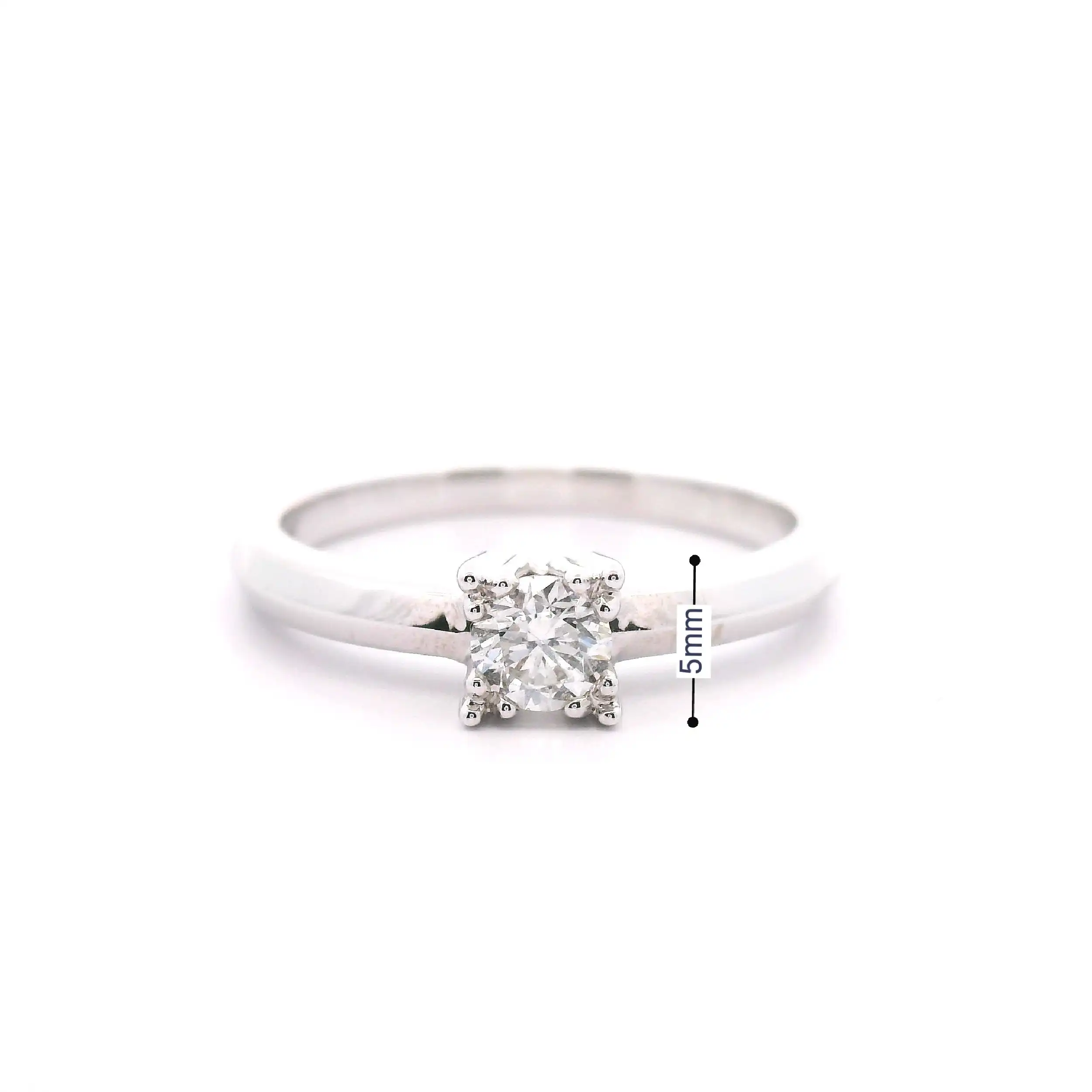 Ring Weißgold mit Brillant-Solitär, graviert mit "0.25 W/Si"